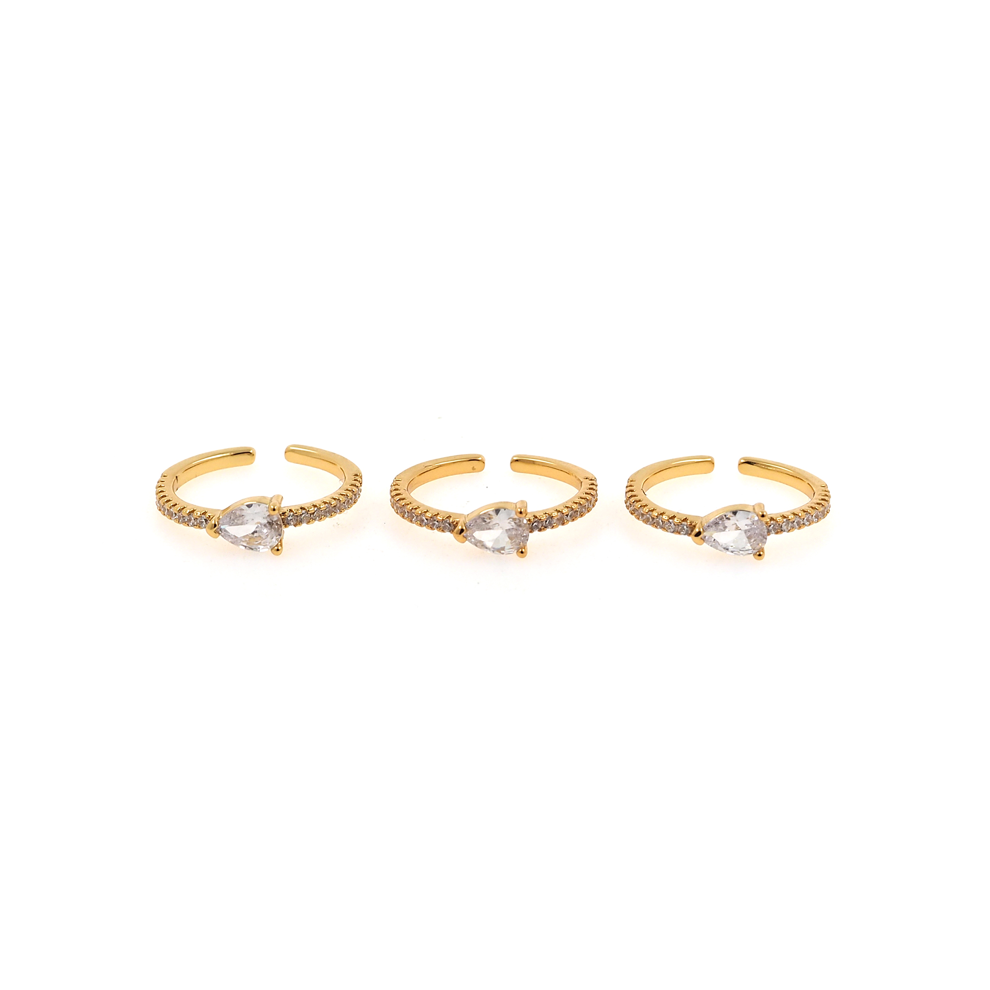 18K Gold Filled Teardrop Rings,CZ Rings,Adjustable Ring,Minimalist Ring,Open Ring