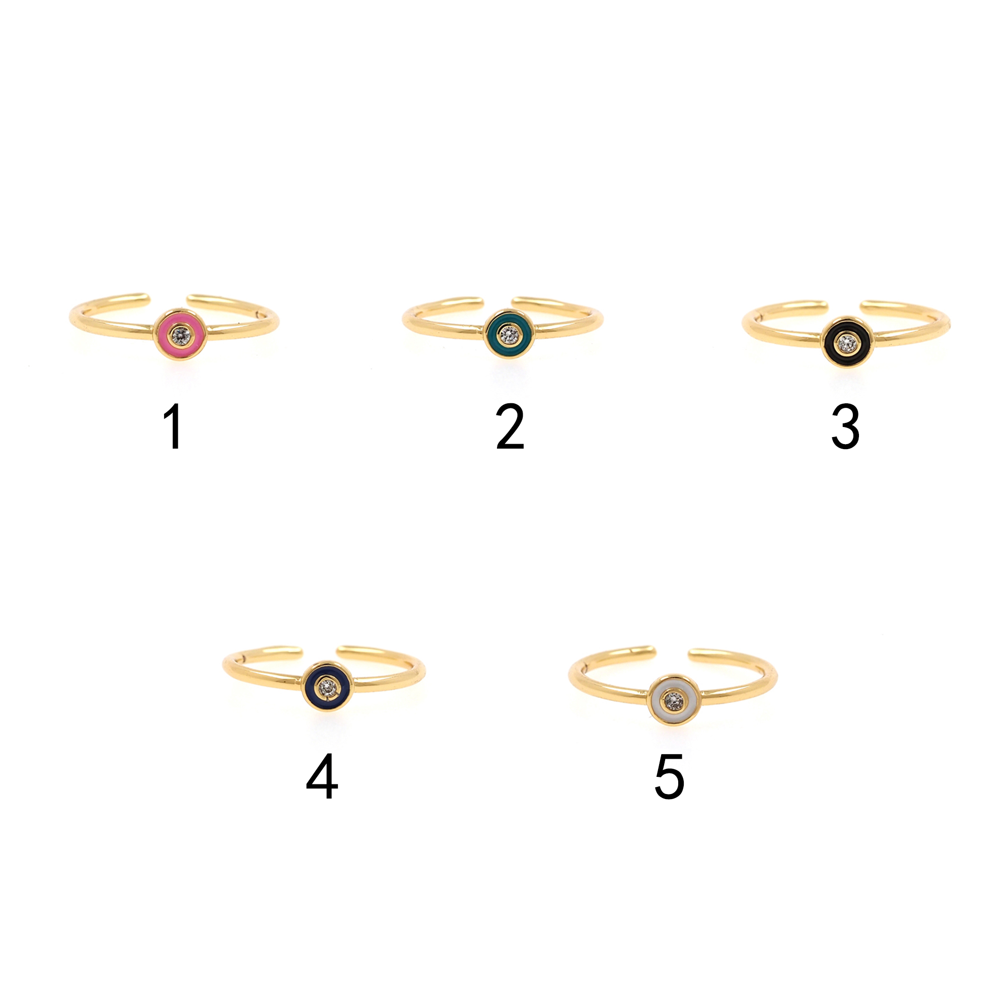 18K Gold Filled Round Rings,Enamel Ring,Adjustable Ring,Minimalist Ring,Open Ring