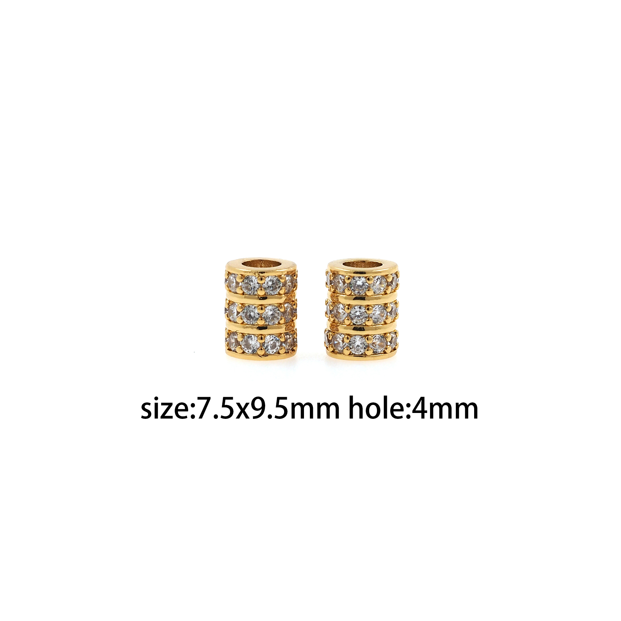 18K Gold Filled Tube Spacer Beads,CZ Micro Pave Barrel Beads for Bracelet Jewelry Necklace Making Supply