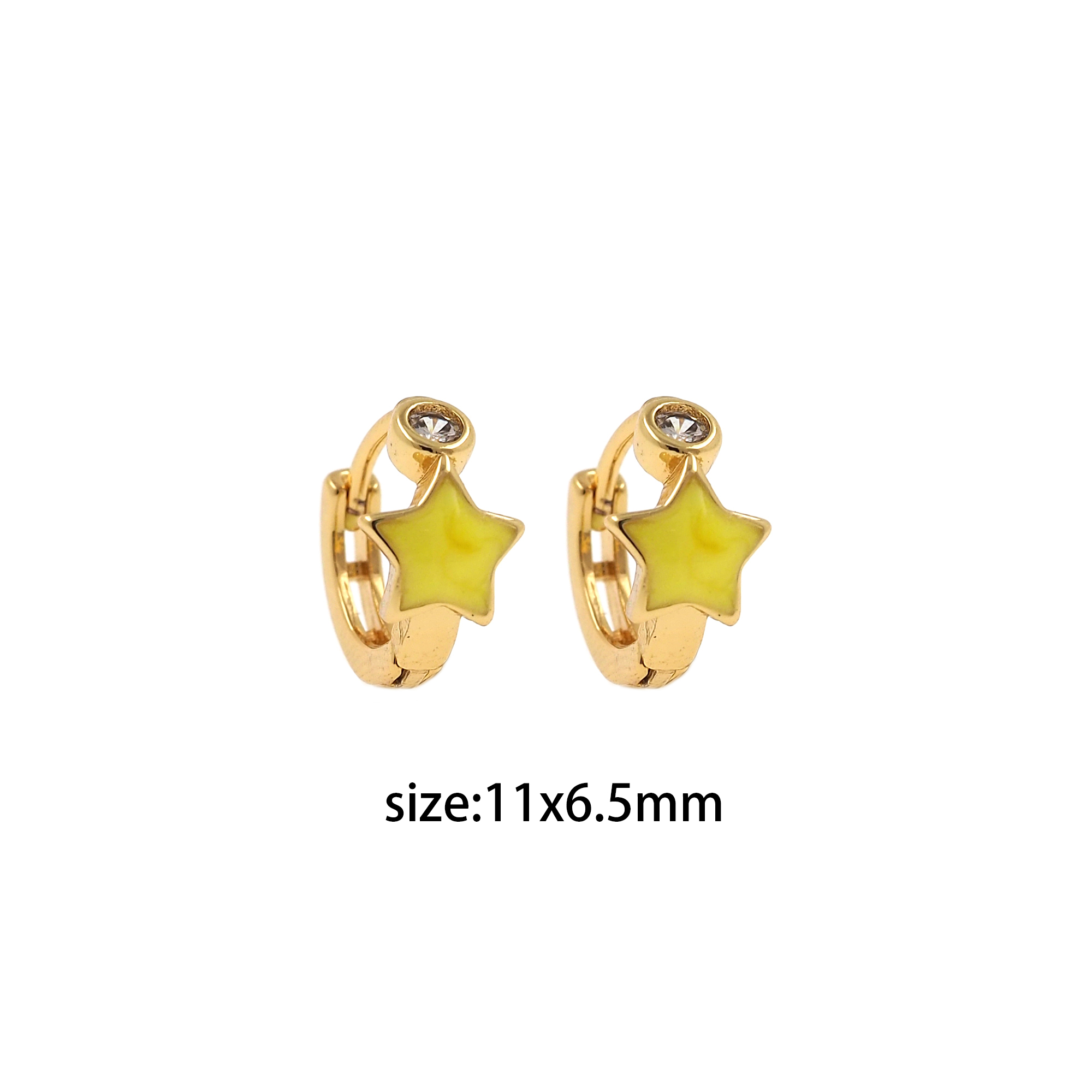 18K Gold Filled Star Hoops,Colorful Enamel Earrings,Minimalist Earrings,Gold Hoop Earrings,Huggie Earrings