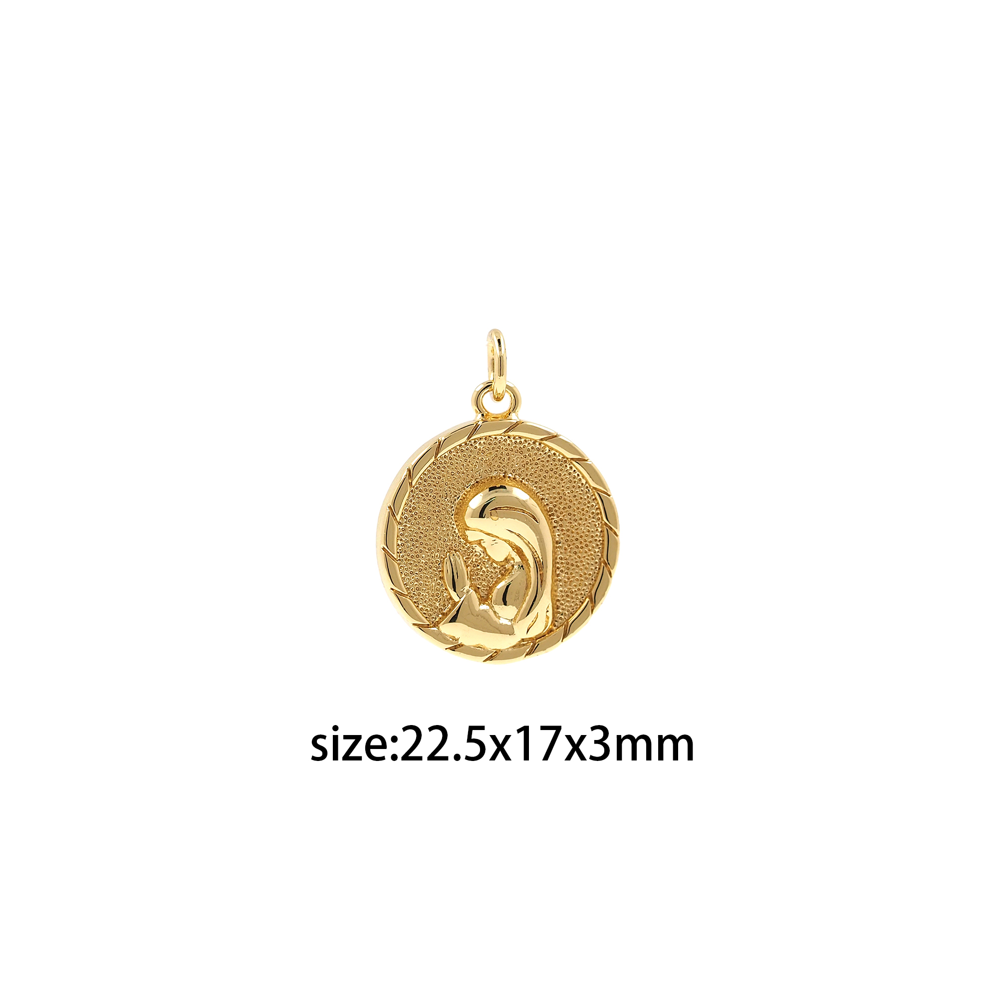 18K Gold Filled Maria Pendant,Religious Charm Earrings Necklace for DIY Jewelry Making Supply