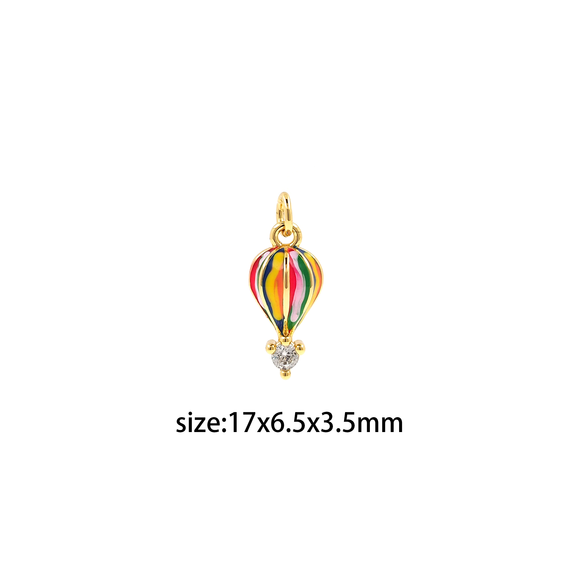 18K Gold Filled Hot Air Balloon Pendant,Enamel Hot Air Balloon Charm Earrings Necklace for DIY Jewelry Making Supply