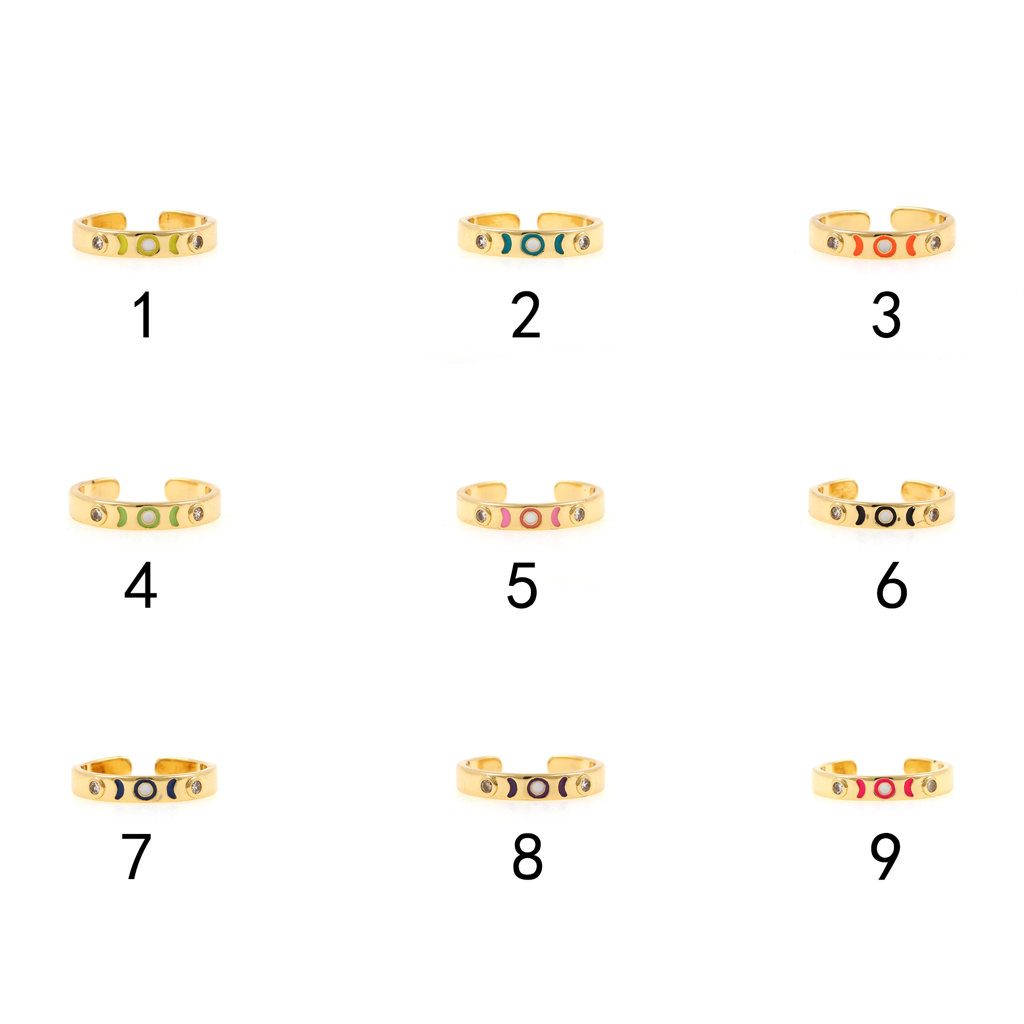 18K Gold Filled Enamel Thin Ring,Adjustable Ring,Minimalist Ring,Open Ring