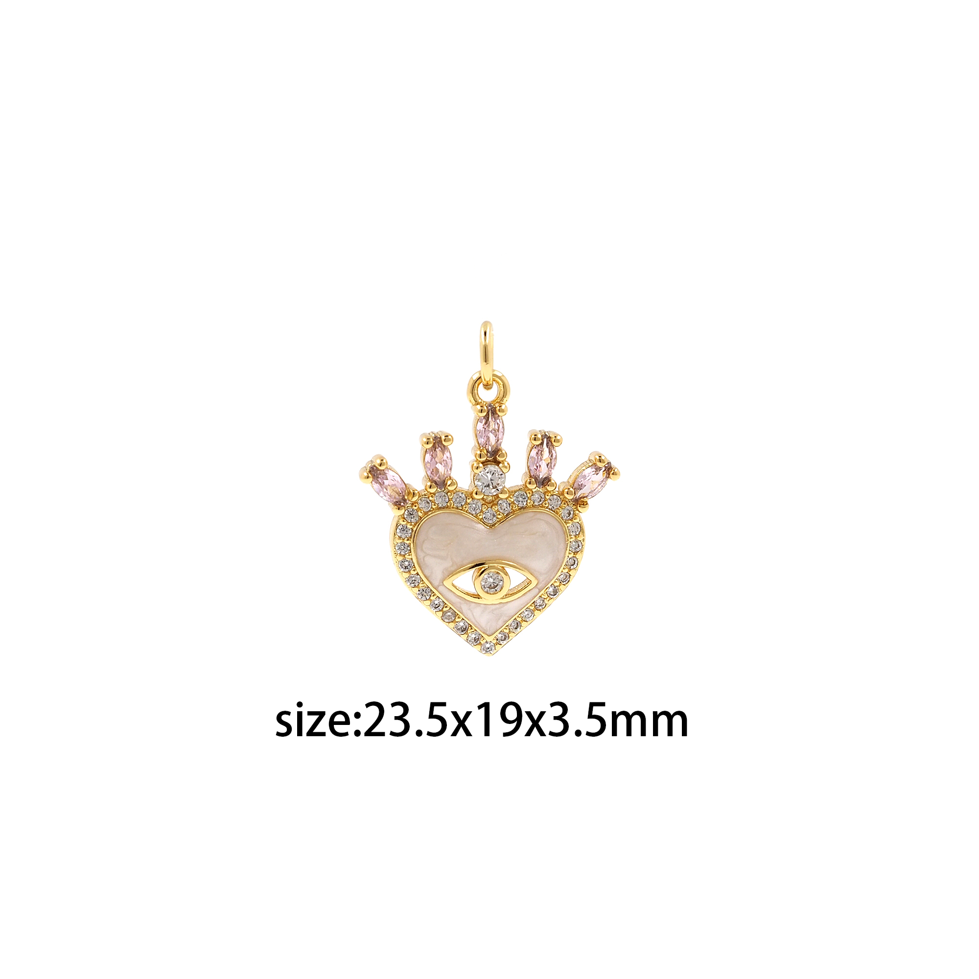 18K Gold Filled Evil Eye Pendant,CZ Micro Pave Heart Eye Charm Earrings Necklace for DIY Jewelry Making Supply