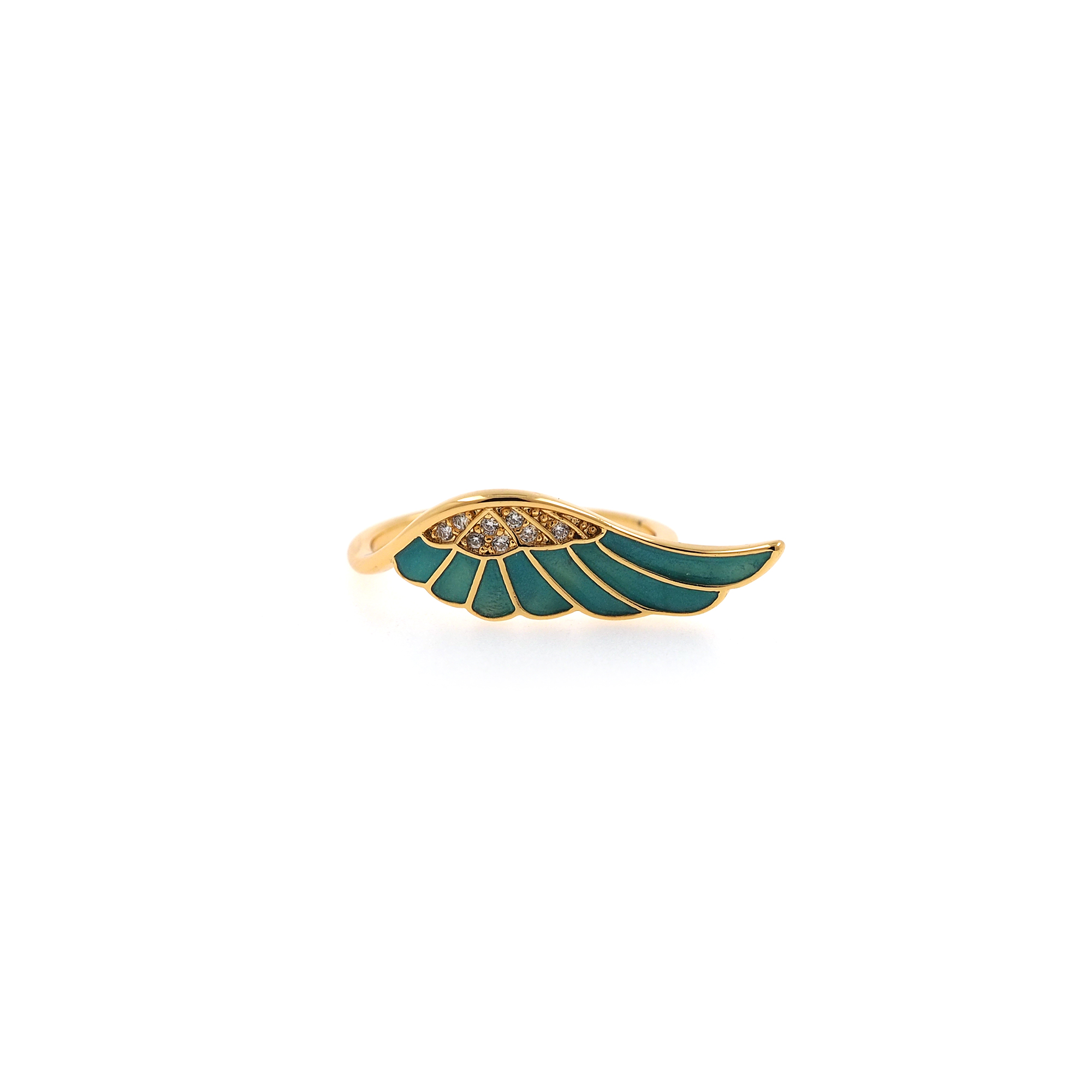18K Gold Filled Wing Rings,Enamel Rings,Adjustable Ring,Minimalist Ring,Open Ring