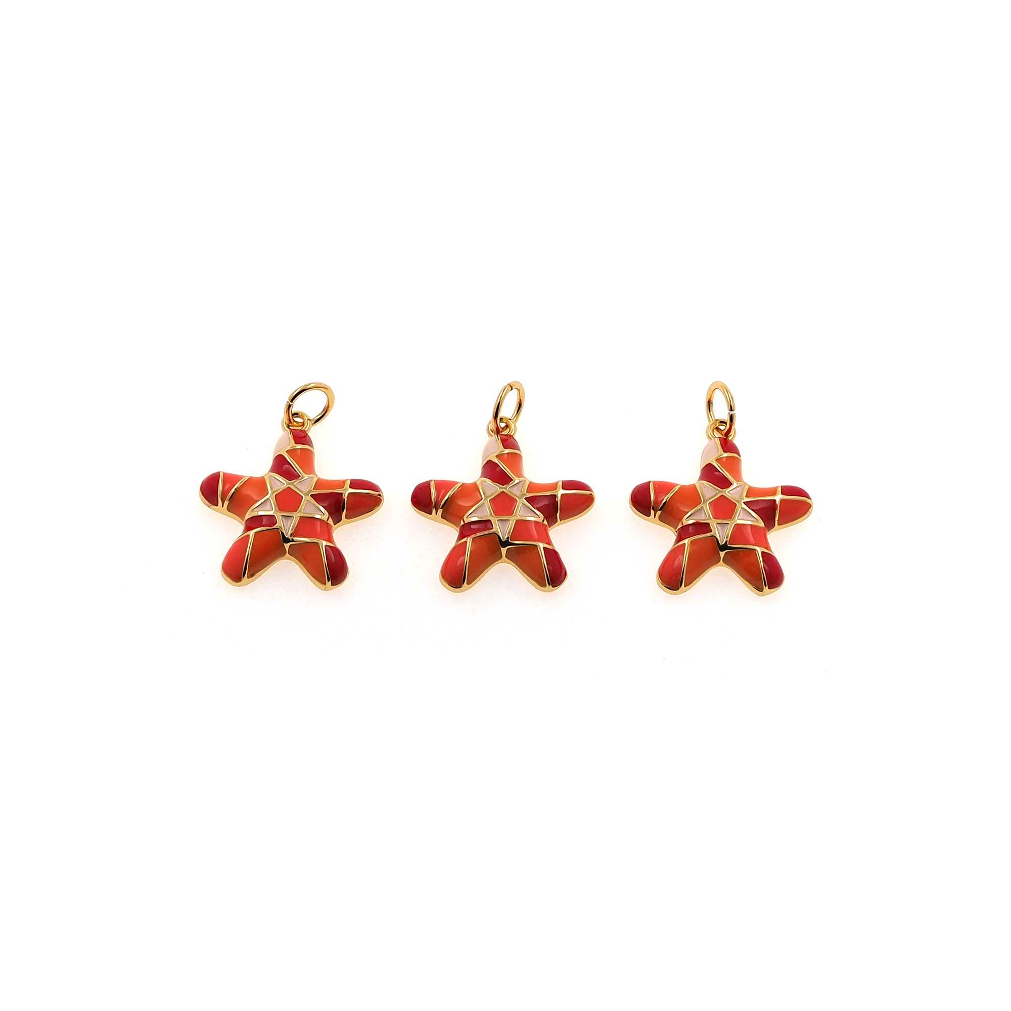 Enamel Starfish Pendant,18K Gold Filled Starfish Charm Earrings Necklace for DIY Jewelry Making Supply