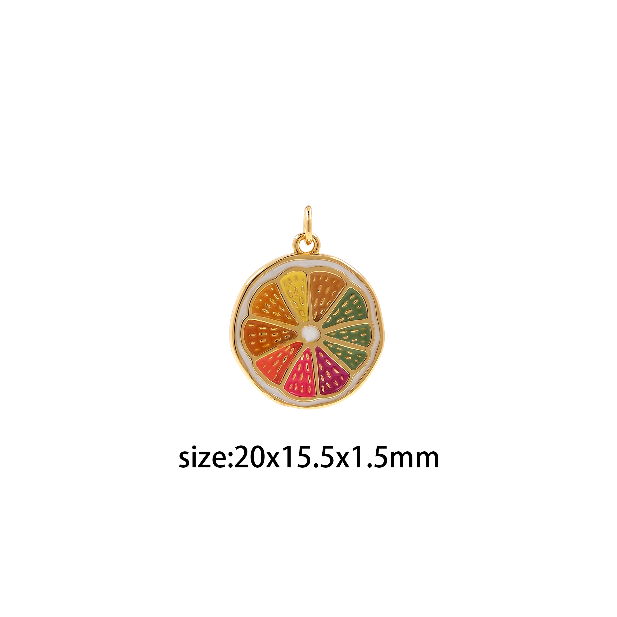 18K Gold Filled Orange Pendant,Fruit Charm,Enamel Lemon Earrings Necklace for DIY Jewelry Making Supply
