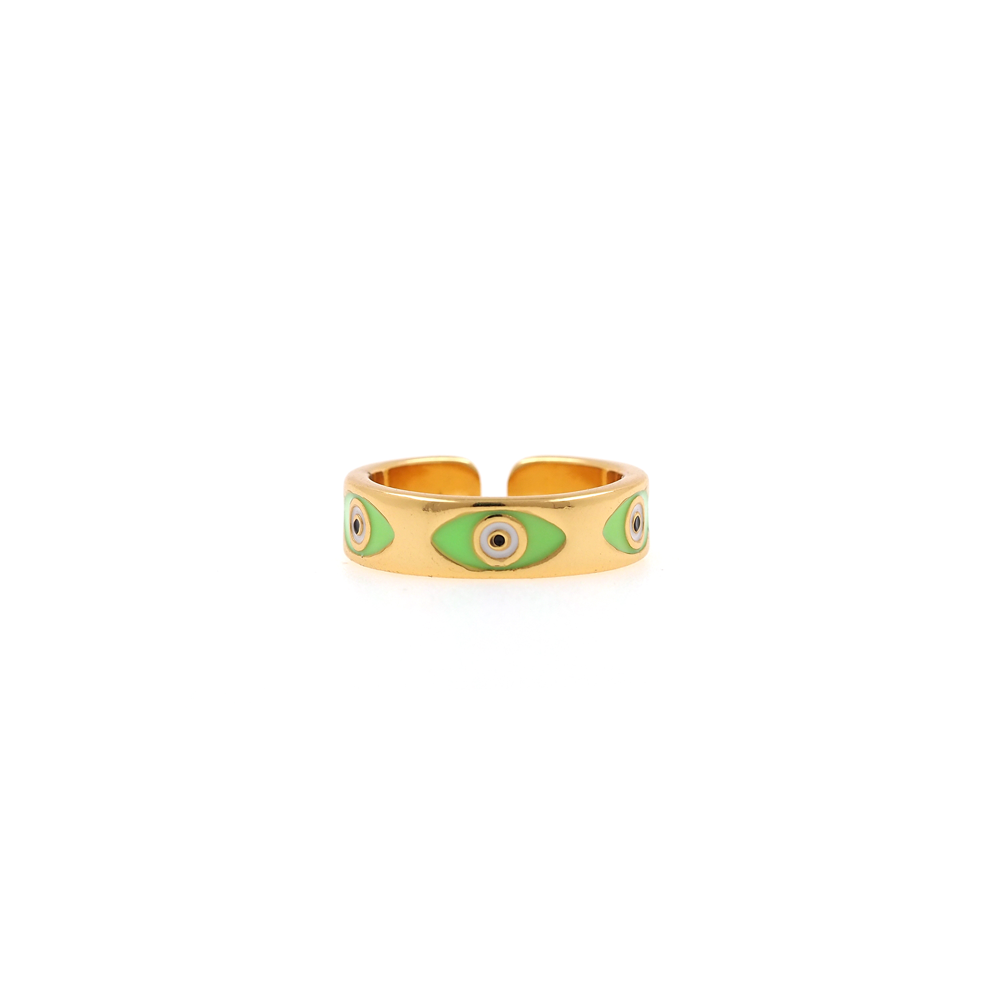 18K Gold Filled Evil Eye Ring,Minimalist Rings,Adjustable Ring,Enamel Ring,Open Ring