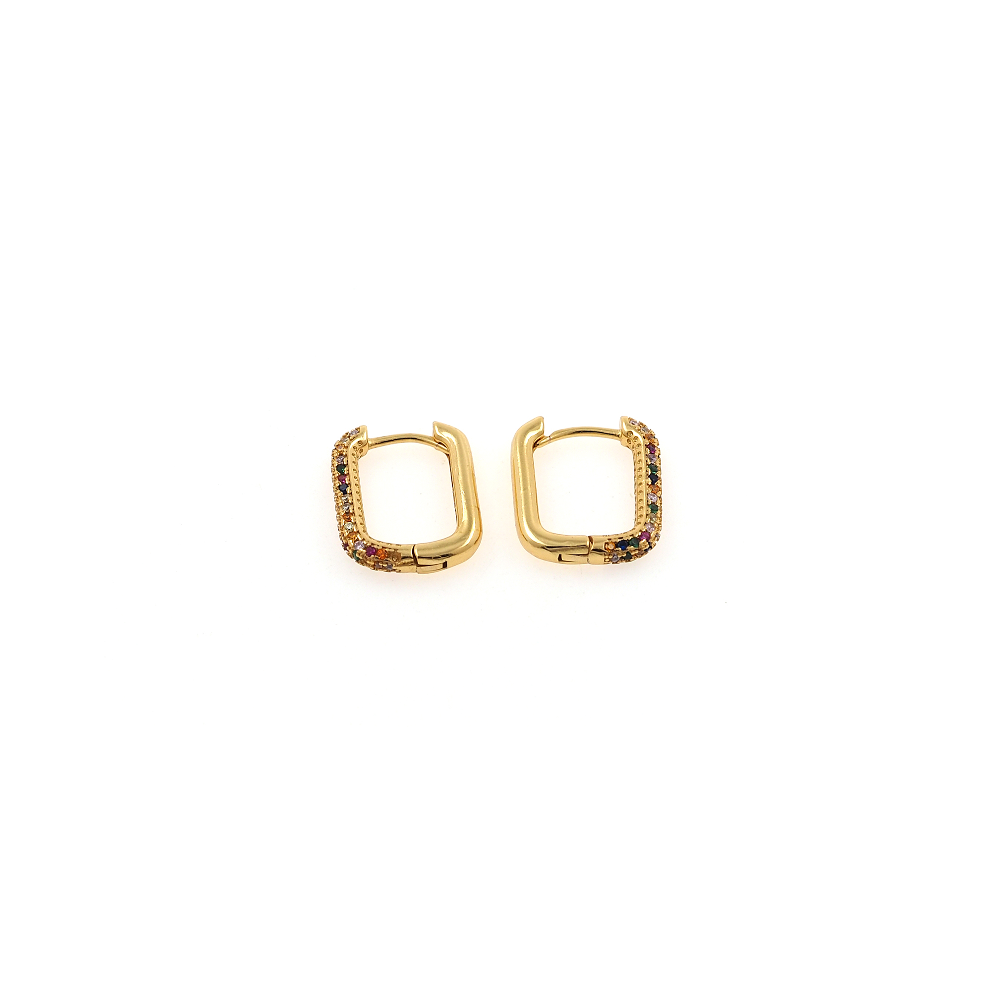 18K Gold Filled Rectangle Hoops Earrings,CZ Oval Hoops,Gold Huggies Hoop Earrings,Minimalist Earrings