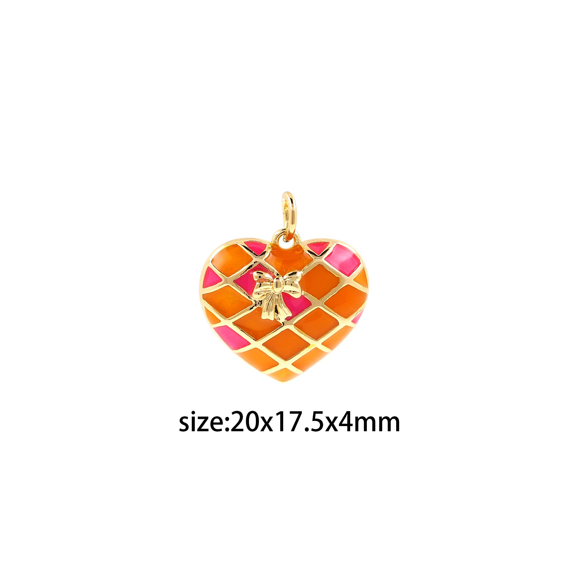 18K Gold Filled Heart Pendant,Enamel Heart Charm Earrings Necklace for DIY Jewelry Making Supply