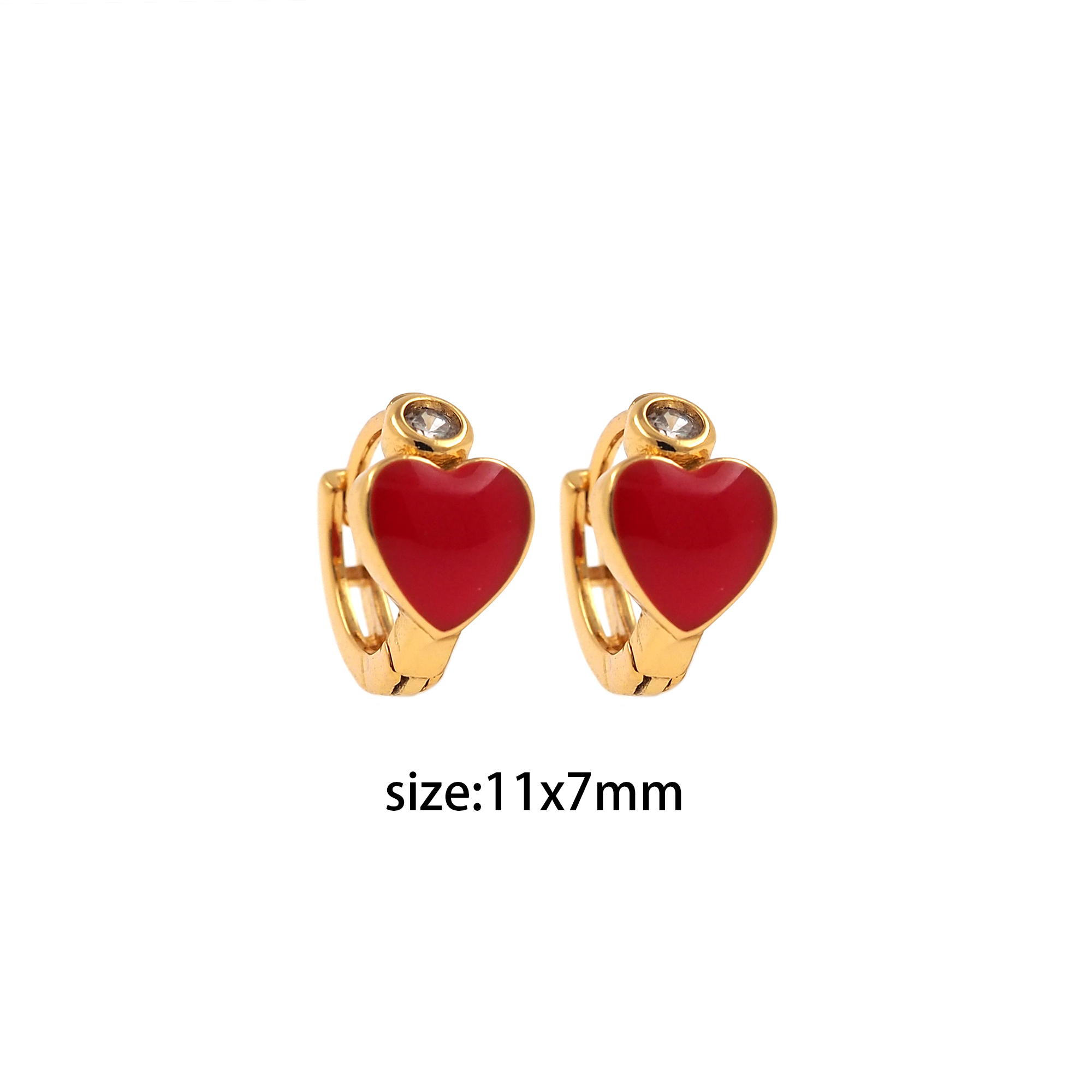 18K Gold Filled Heart Hoops,Colorful Enamel Earrings,Minimalist Enamel Earrings,Gold Hoop Earrings,Huggie Earrings