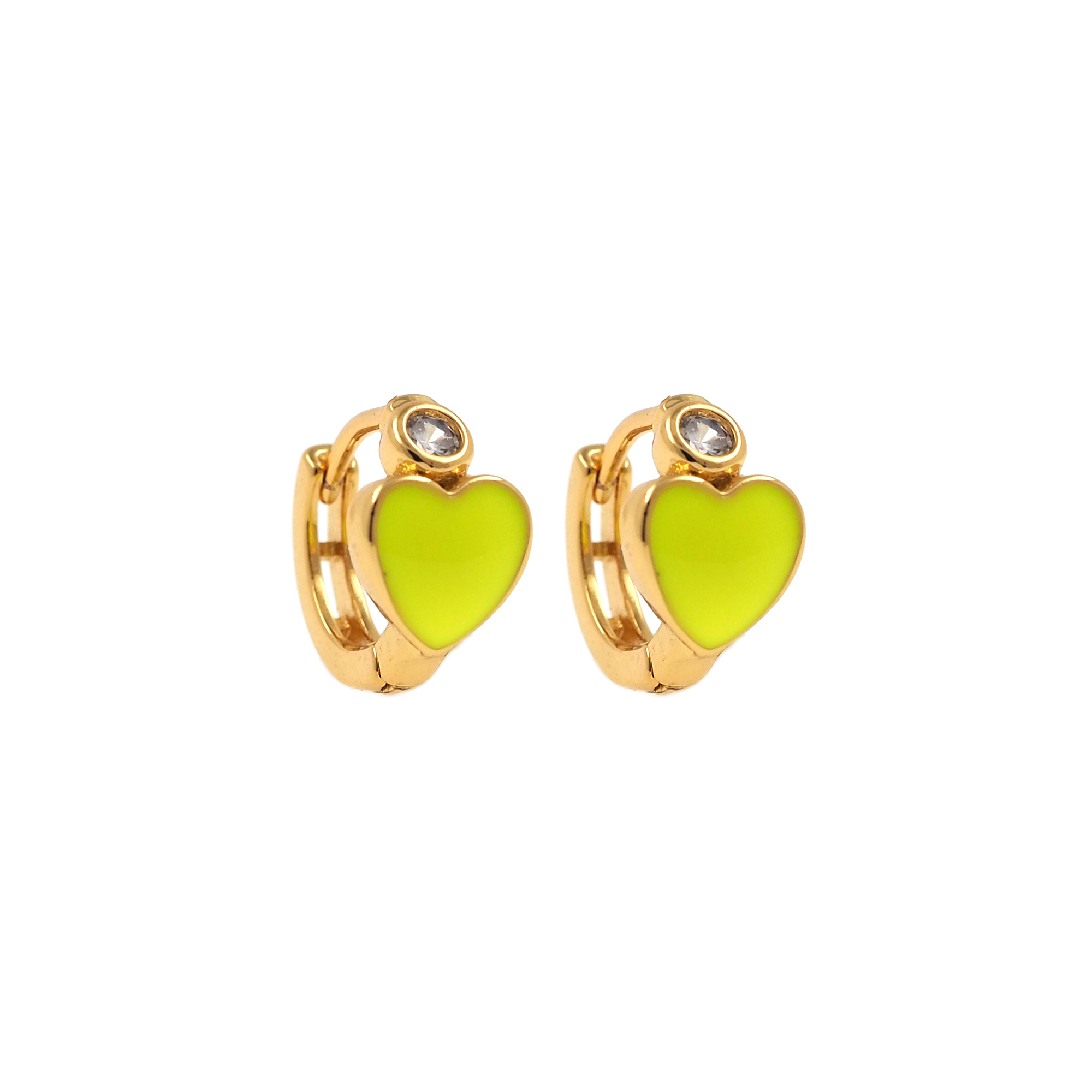 18K Gold Filled Heart Hoops,Colorful Enamel Earrings,Minimalist Enamel Earrings,Gold Hoop Earrings,Huggie Earrings