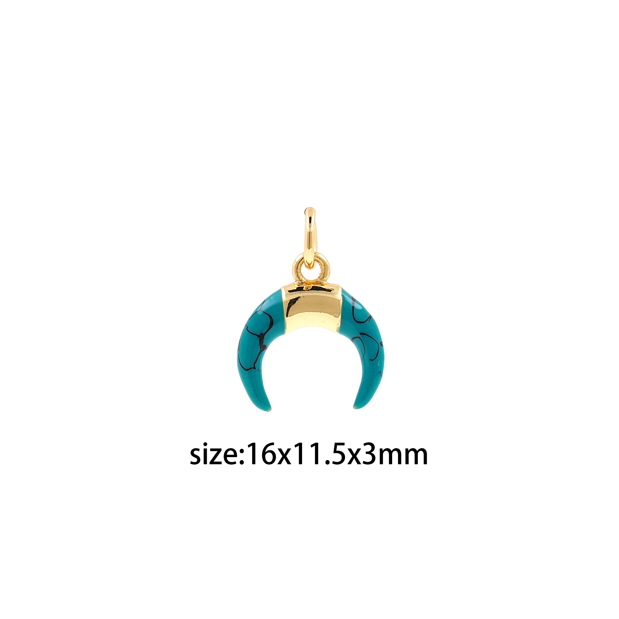 18K Gold Filled Double Horn Pendant,Enamel Horn Charm Earrings Necklace for DIY Jewelry Making Supply