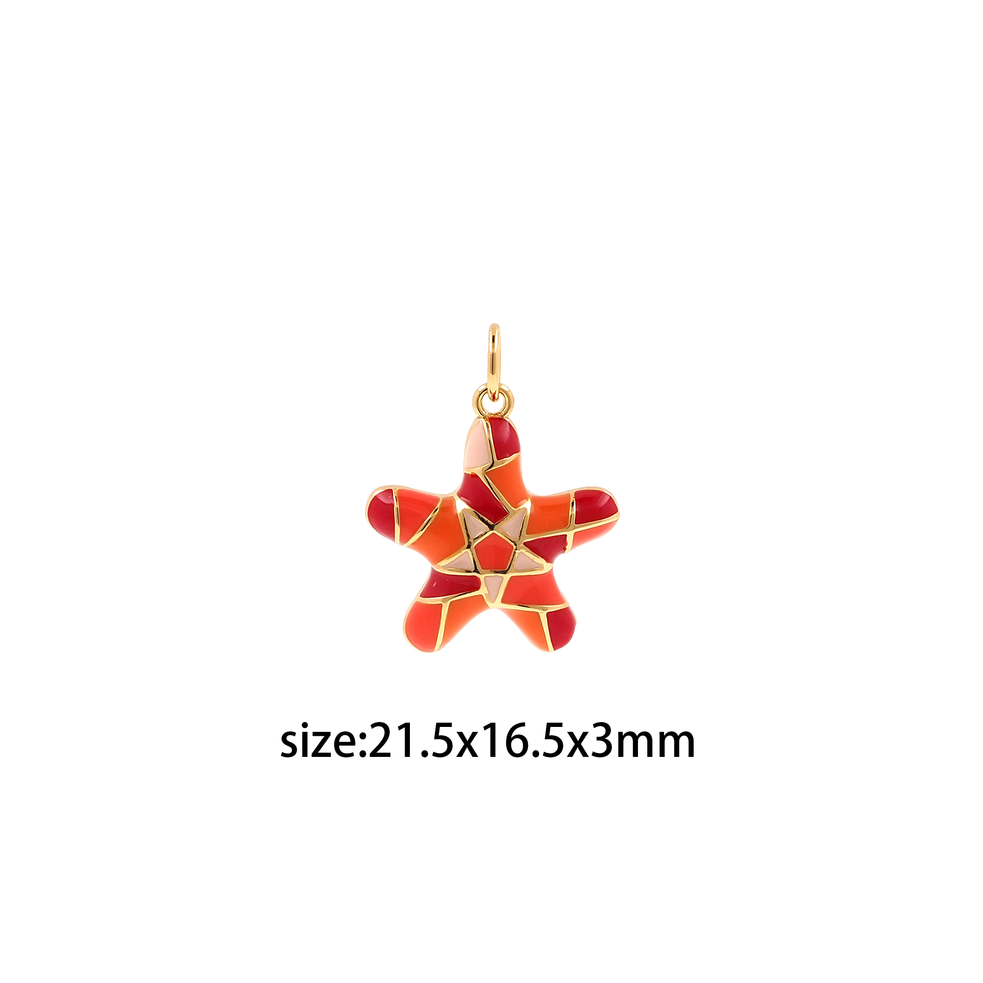 Enamel Starfish Pendant,18K Gold Filled Starfish Charm Earrings Necklace for DIY Jewelry Making Supply