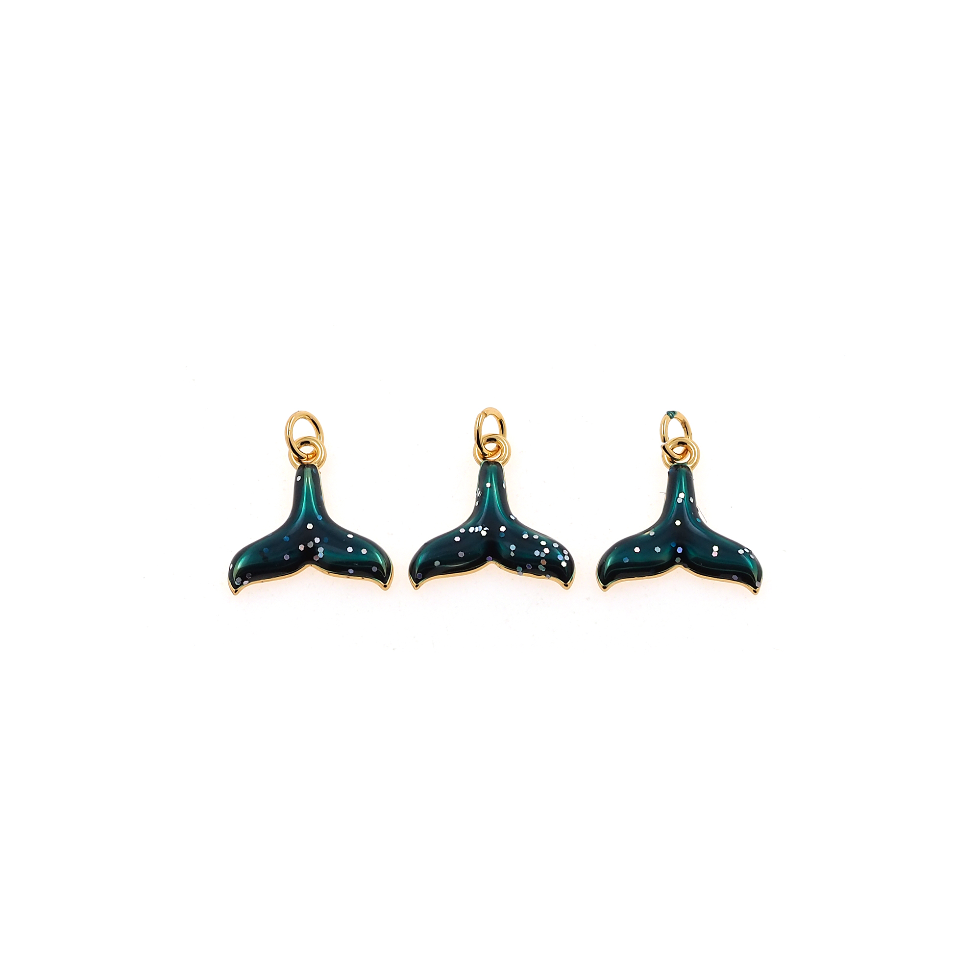 18K Gold Filled Whale Tail Pendant,Enamel Whale Tail Charm Earrings Necklace for DIY Jewelry Making Supply