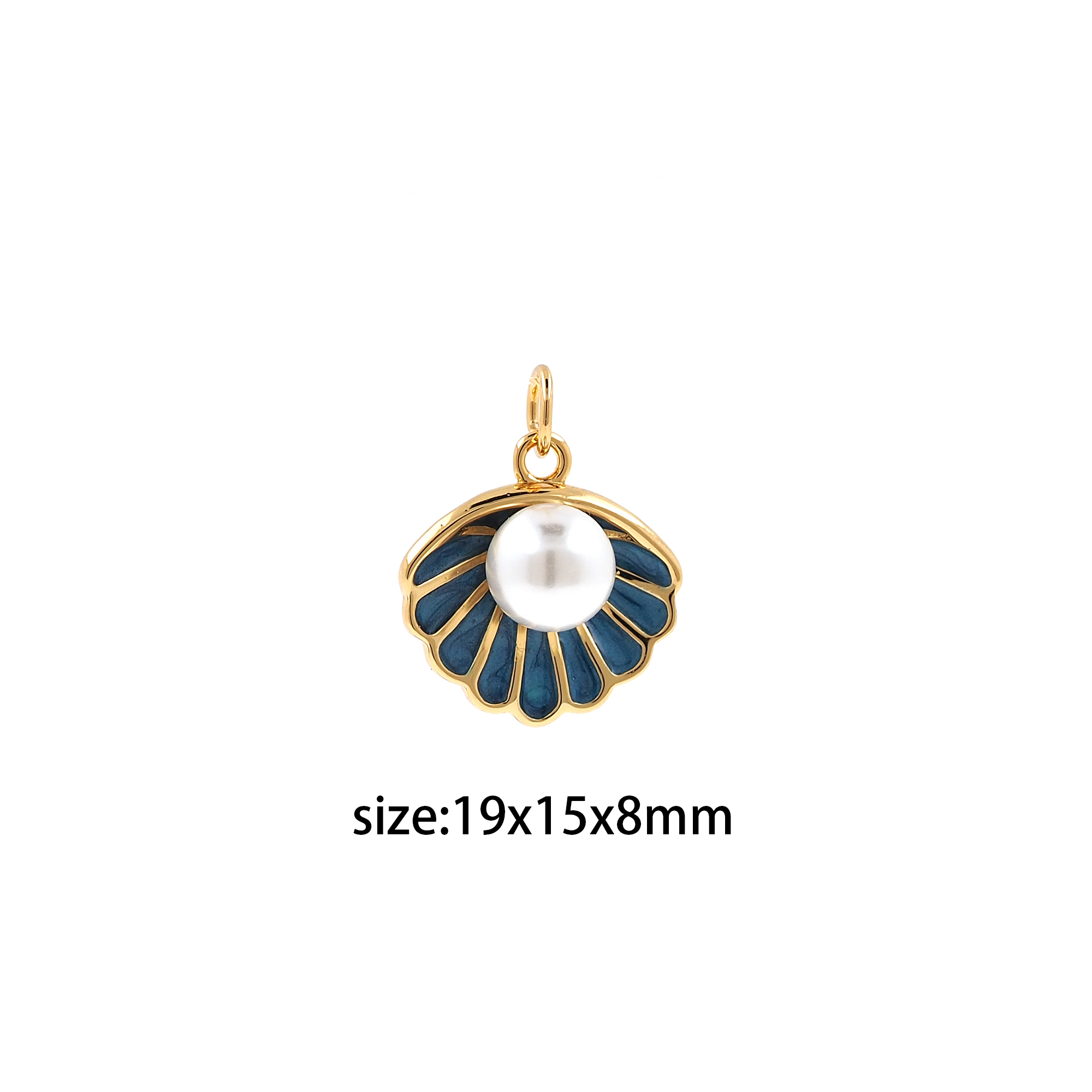 18K Gold Filled Shell Pendant,Enamel Scallop Charm Earrings Necklace for DIY Jewelry Making Supply