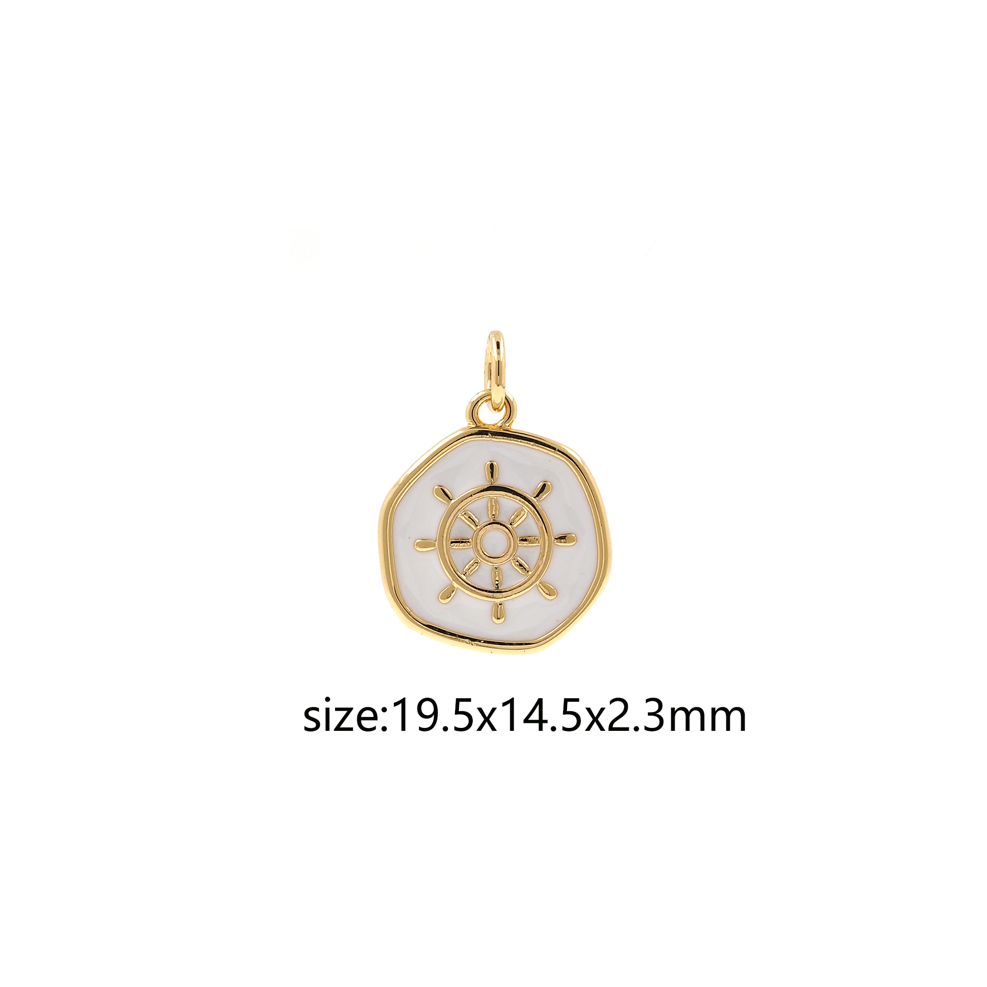 18K Gold Filled Rudder Pendant,Nautical Charm,Enamel Rudder Earrings Necklace for DIY Jewelry Making Supply