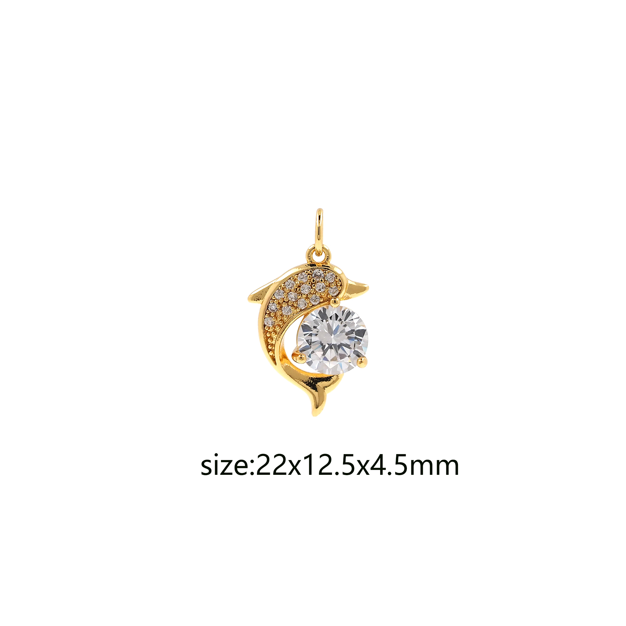 18K Gold Filled Dolphin Pendant,Oceanic Charm,Enamel Dolphin Earrings Necklace for DIY Jewelry Making Supply