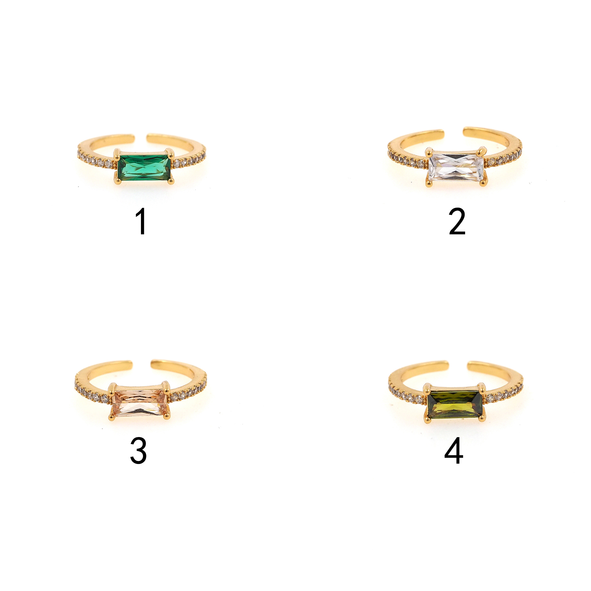 18K Gold Filled Thin Rings,Rectangle CZ Ring,Minimalist Ring,Adjustable Ring,Dainty Zirconia Ring,Open Ring
