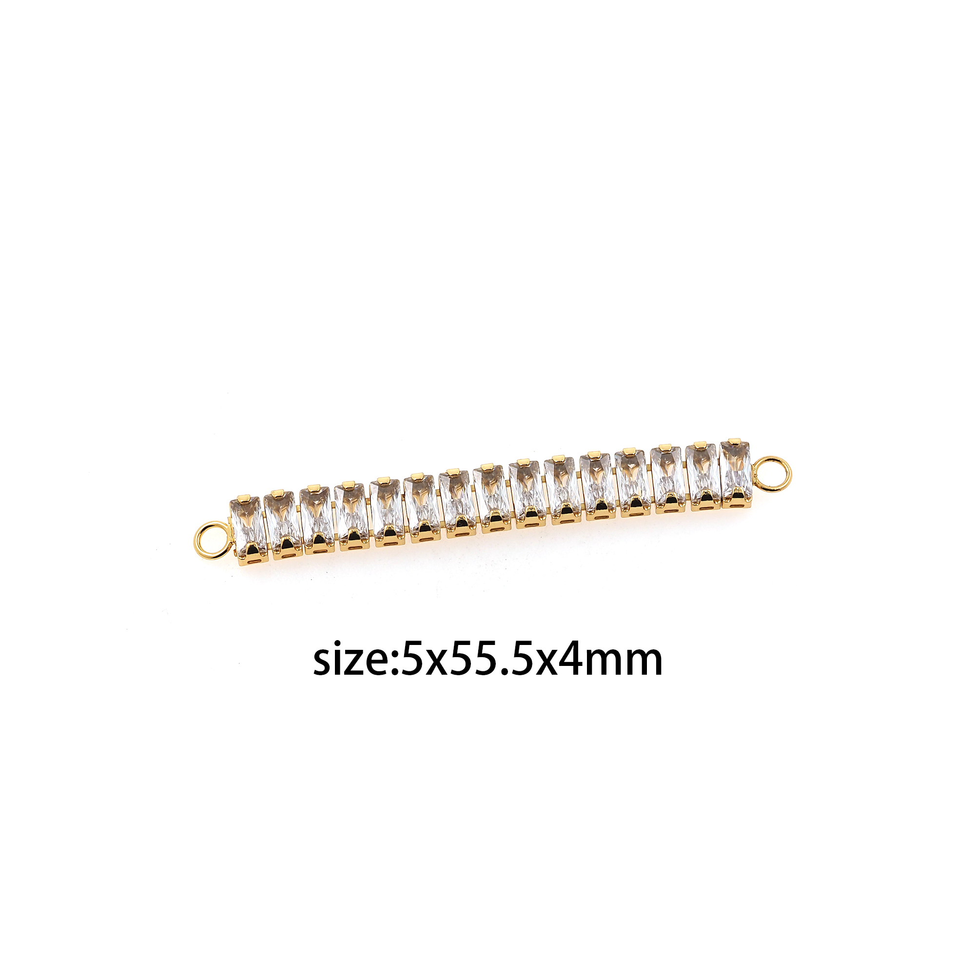 18K Gold Filled Bar Connector,Rectangle Zirconia Charm,Tennis Necklace Bracelet for DIY Jewelry Making Supply