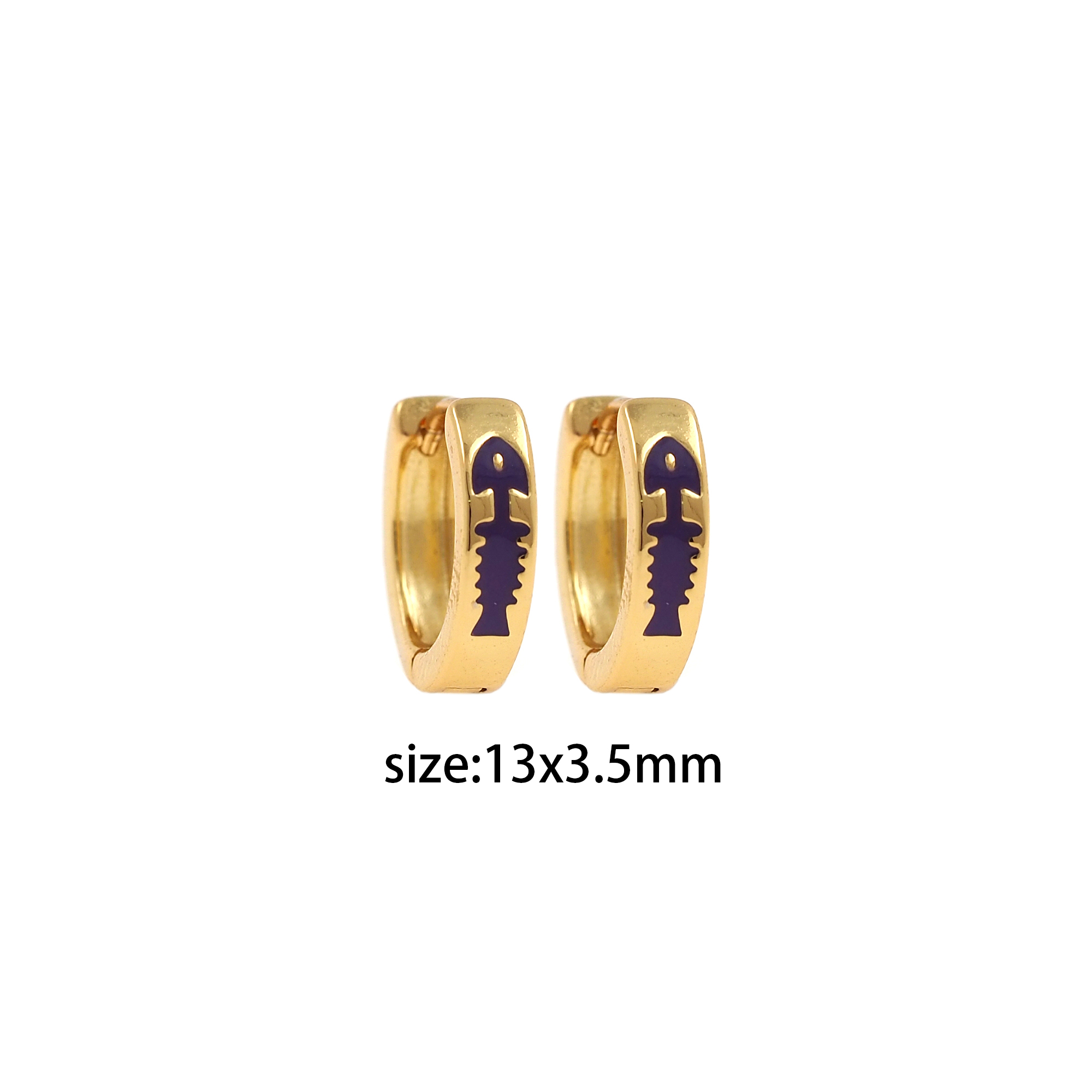 18K Gold Filled Fish Hoops,Colorful Enamel Earrings,Fish Enamel Earrings,Gold Hoop Earrings,Huggie Earrings