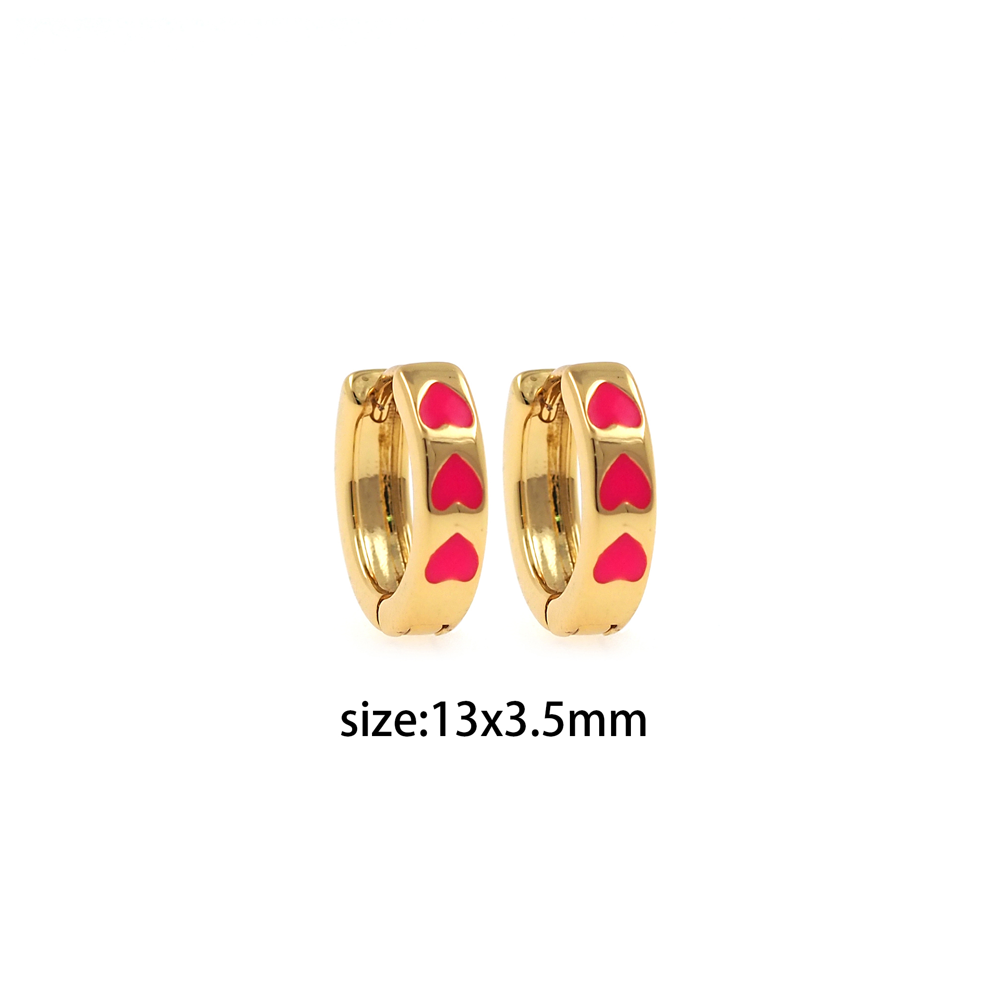 18K Gold Filled Heart Hoops,Colorful Enamel Earrings,Heart Enamel Earrings,Gold Hoop Earrings,Huggie Earrings