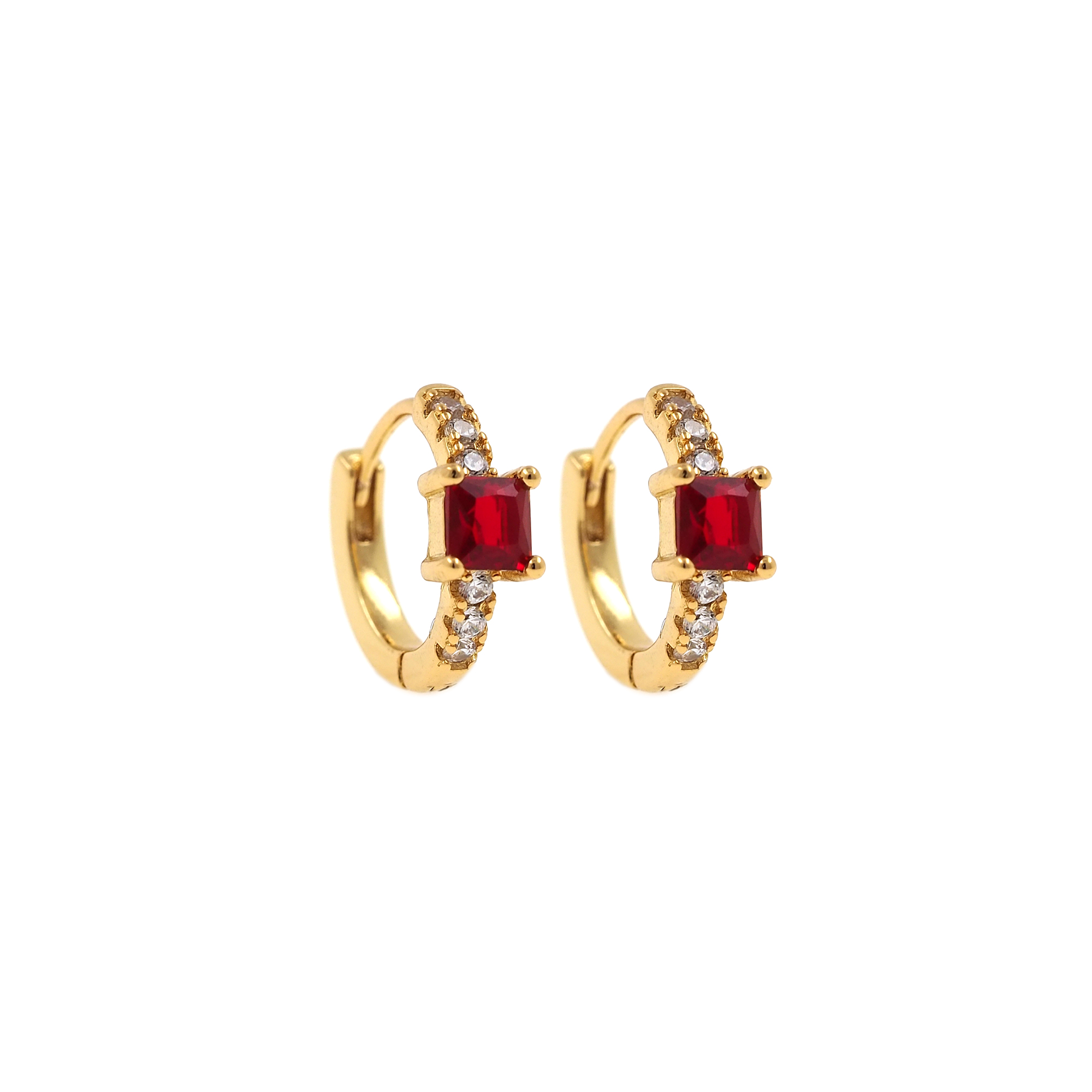 18K Gold Filled Square Zirconia Earrings,Dainty Zirconia Earrings,Gold Hoops,Dainty CZ Hoops Huggie