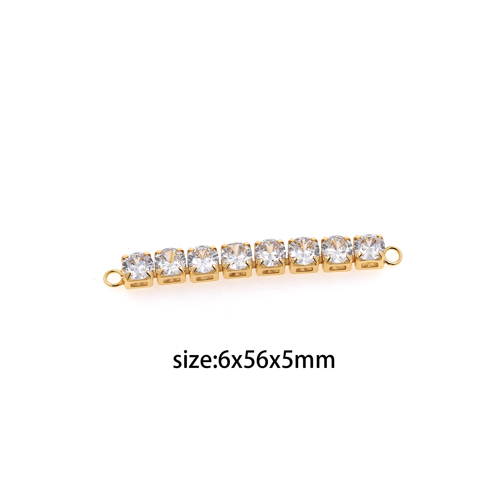 18K Gold Filled Bar Connector,Cubic Zirconia Charm,Tennis Necklace Bracelet for DIY Jewelry Making Supply