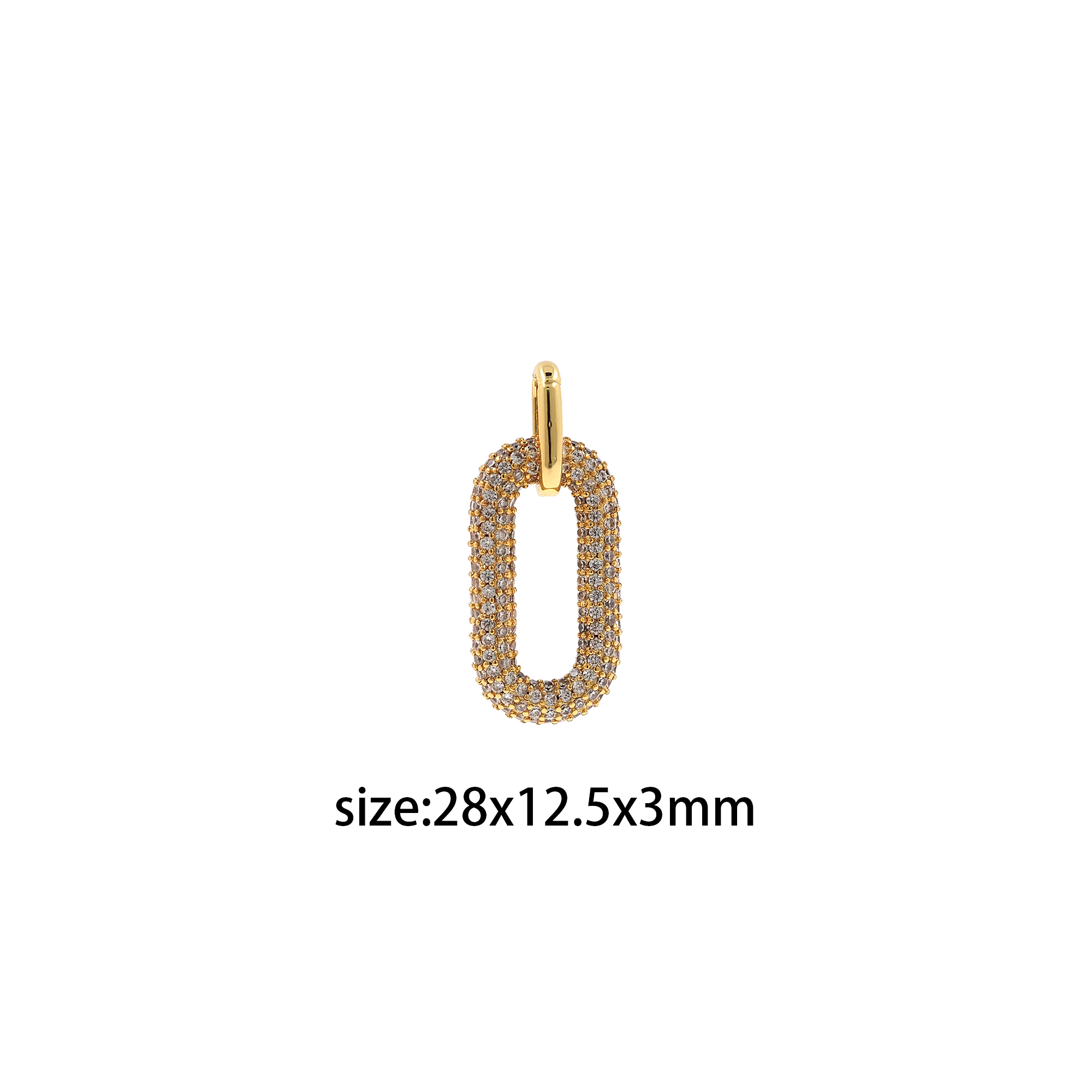 18K Gold Filled Oval Pendant,CZ Micro Pave Oval Charm Earrings Necklace for DIY Jewelry Making Supply