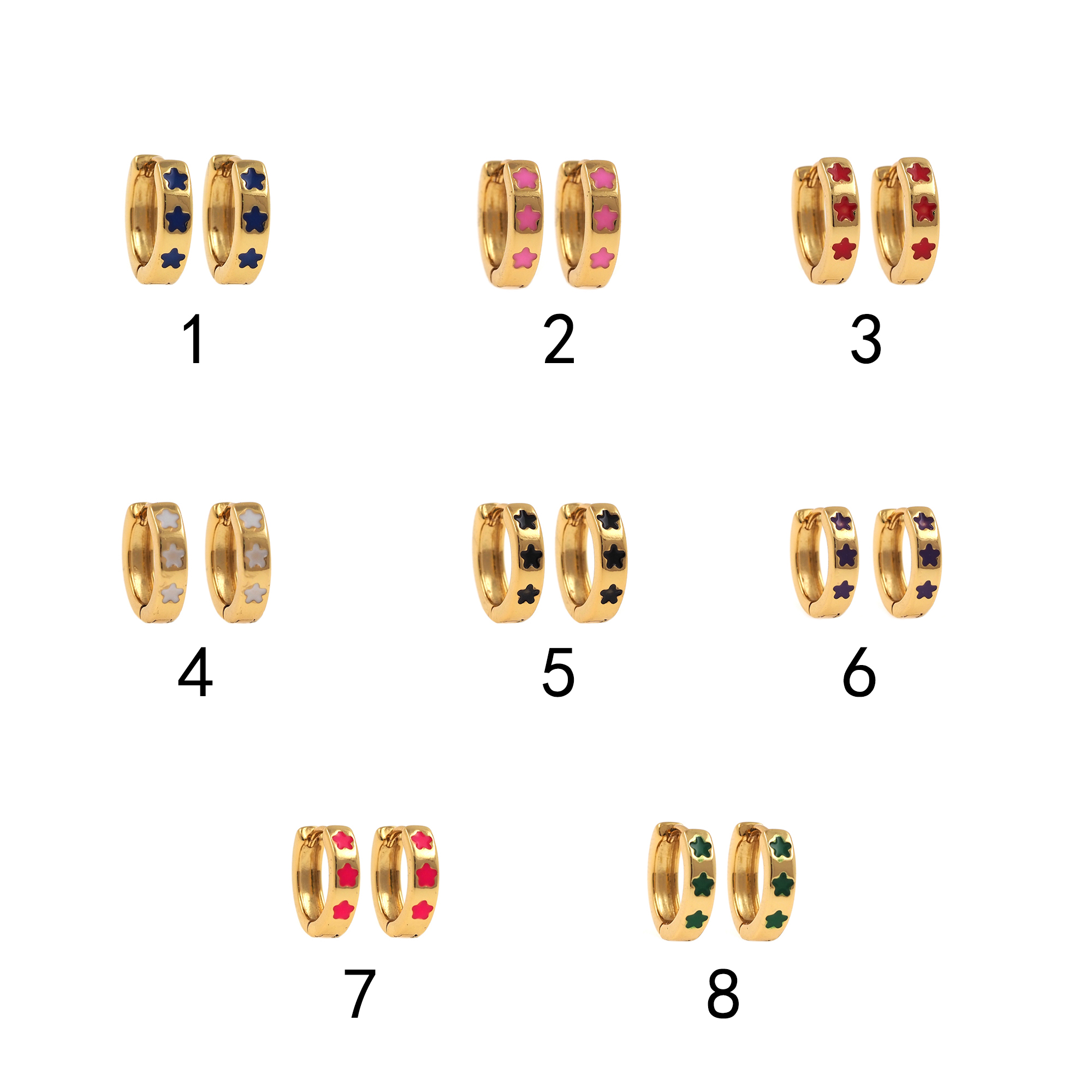 18K Gold Filled Star Enamel,Enamel Hoops,Celestial Enamel Earrings,Gold Hoop Earrings,Huggie Earrings