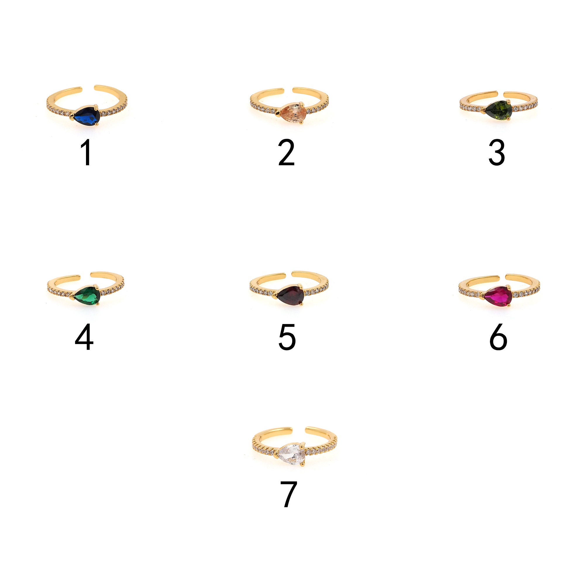 18K Gold Filled Teardrop CZ Ring,Minimalist Ring,Dainty Zirconia Ring,Adjustable Ring,Open Ring