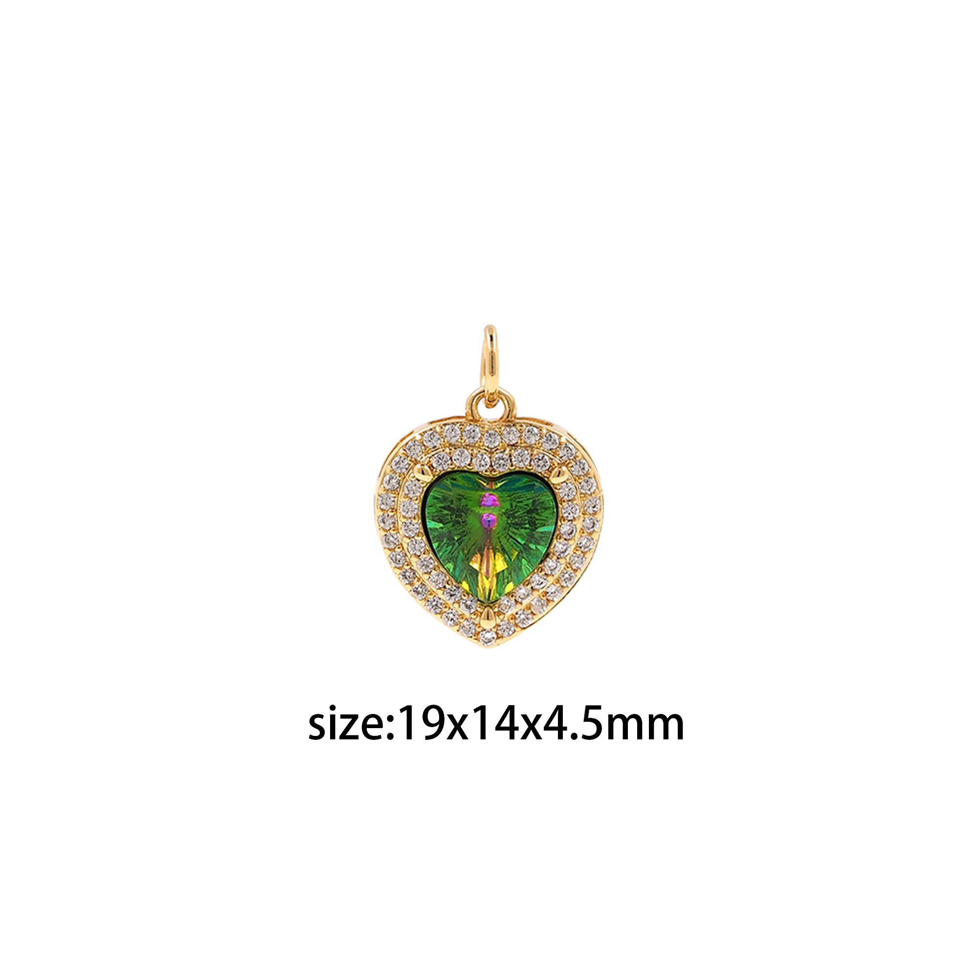 18K Gold Filled Heart Pendant,CZ Micro Pave Heart Charm Earrings Necklace for DIY Jewelry Making Supply