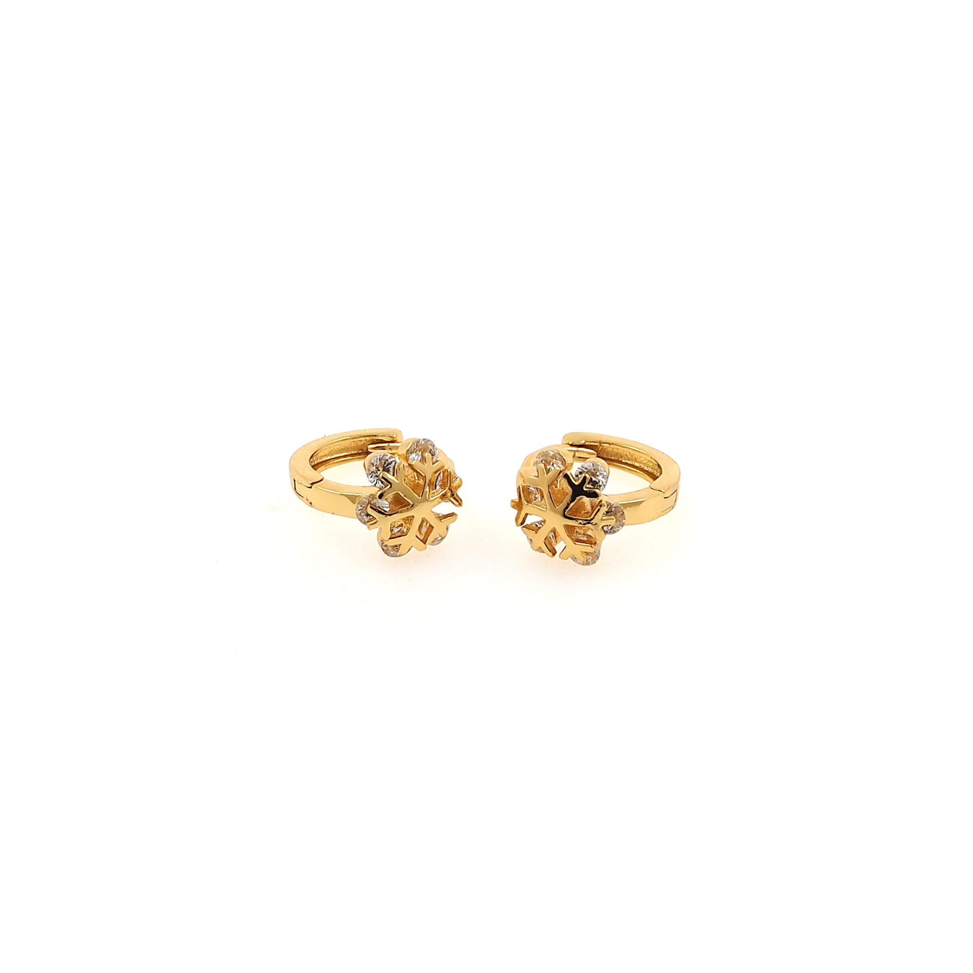 18K Gold Filled Snowflake Earrings,CZ Hoops,Dainty Snowflake Hoops,Minimalist Earrings,Gold Hoops