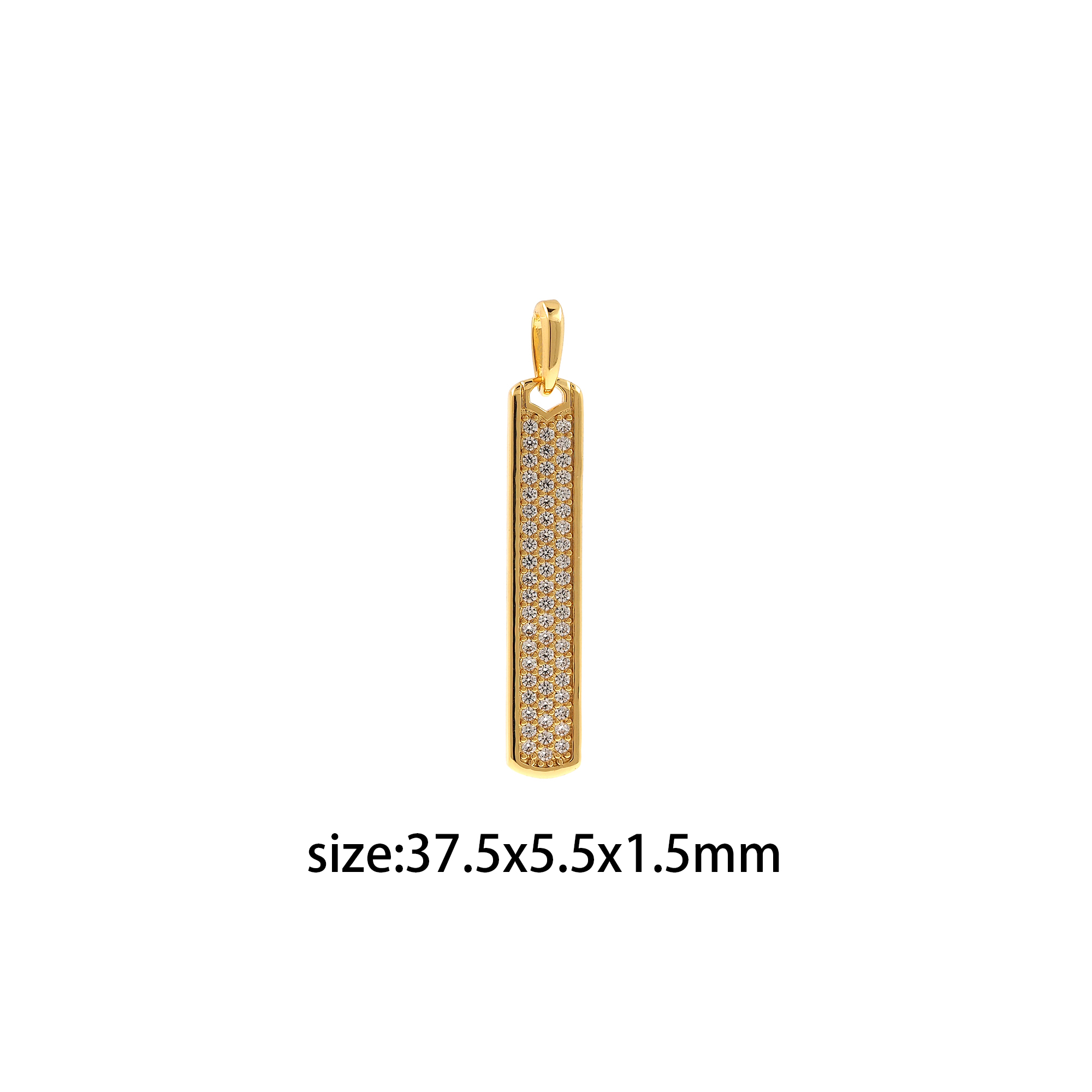 18K Gold Filled Rectangle Pendant,CZ Micro Pave Rectangle Charm Earrings Necklace for DIY Jewelry Making Supply