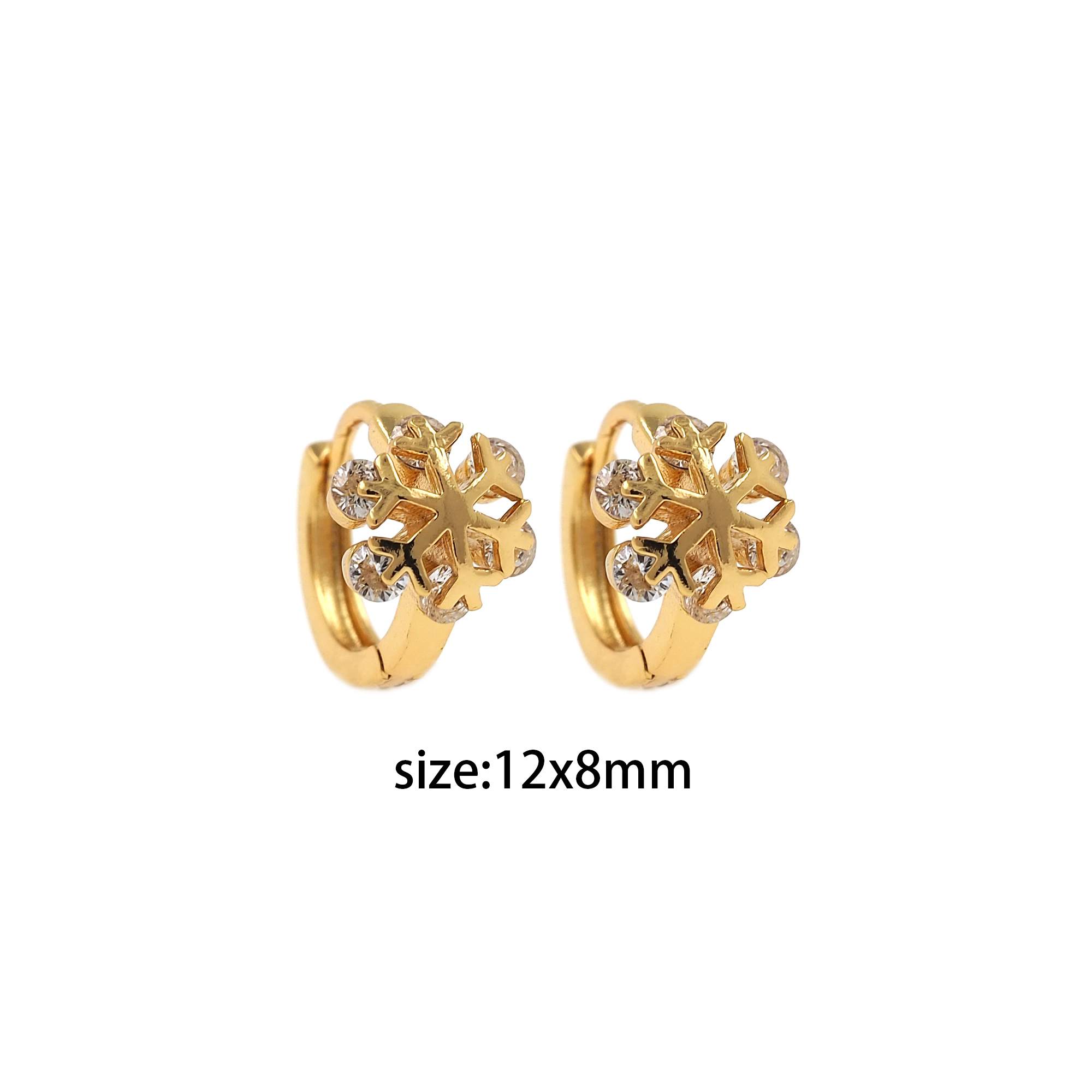 18K Gold Filled Snowflake Earrings,CZ Hoops,Dainty Snowflake Hoops,Minimalist Earrings,Gold Hoops