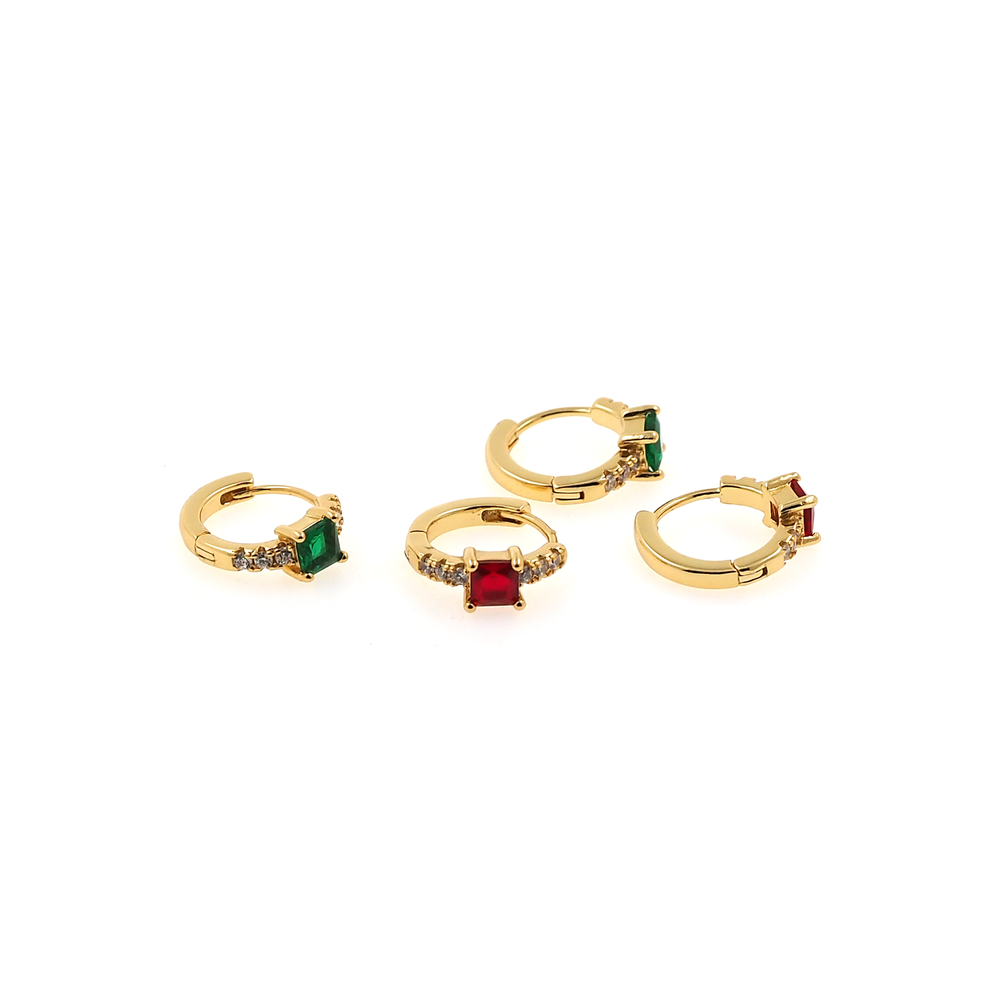 18K Gold Filled Square Zirconia Earrings,Dainty Zirconia Earrings,Gold Hoops,Dainty CZ Hoops Huggie