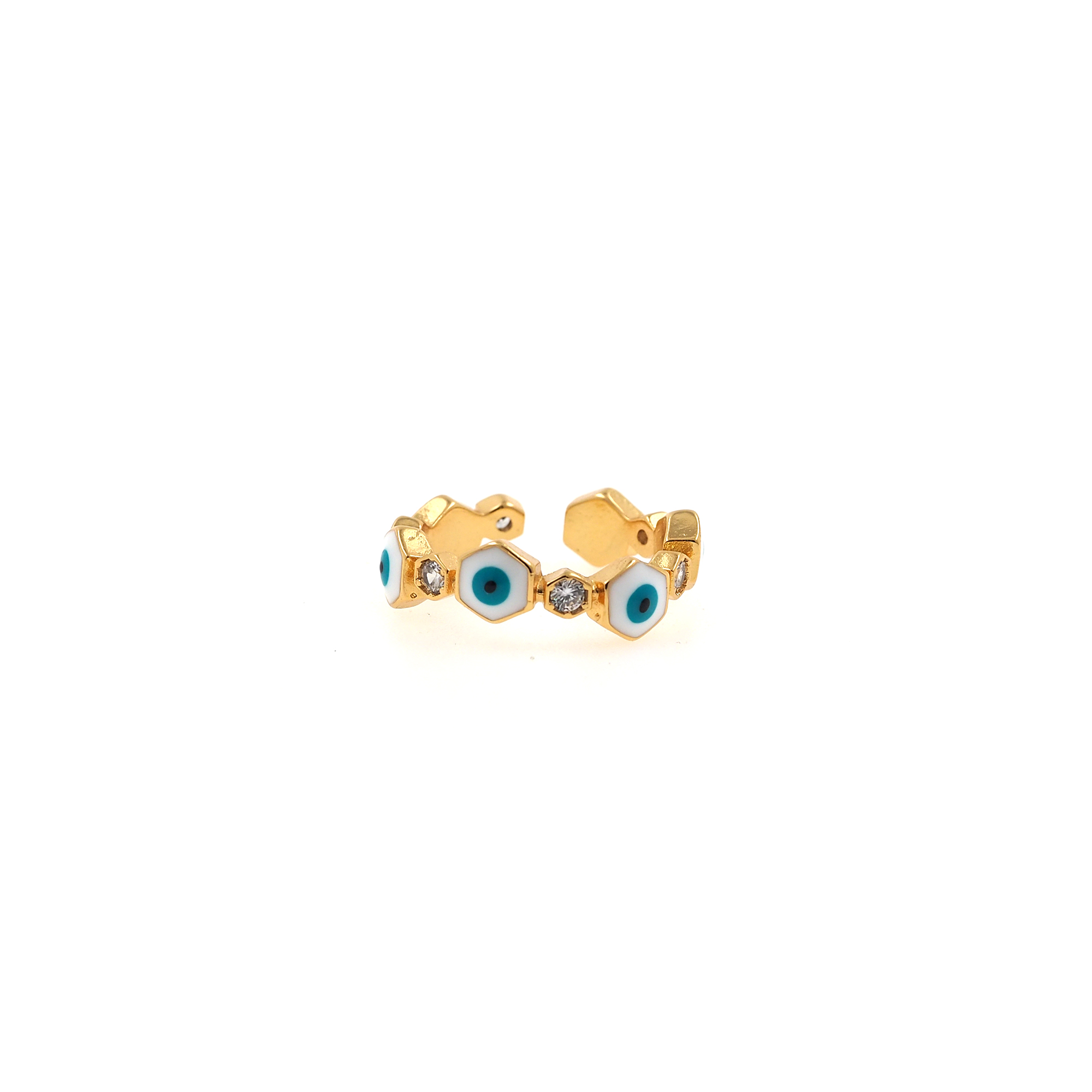 18K Gold Filled Evil Eye Rings,Enamel Ring,Adjustable Ring,Minimalist Ring,Open Ring