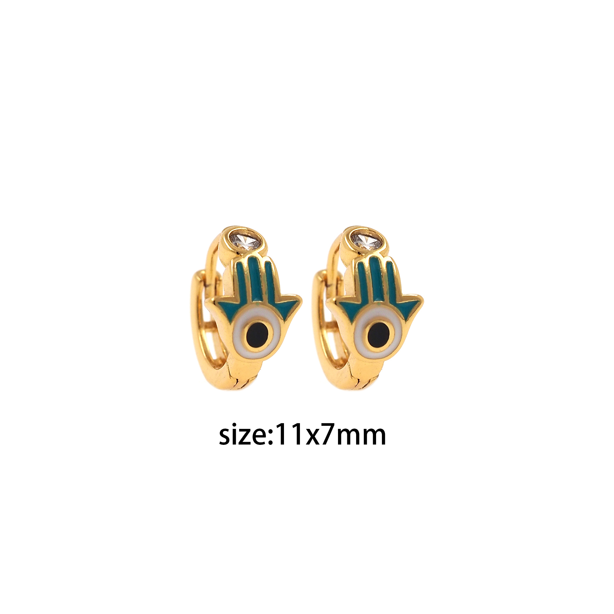 18K Gold Filled Hamsa Hoops,Colorful Enamel Earrings,Hamsa Enamel Earrings,Gold Hoop Earrings,Huggie Earrings