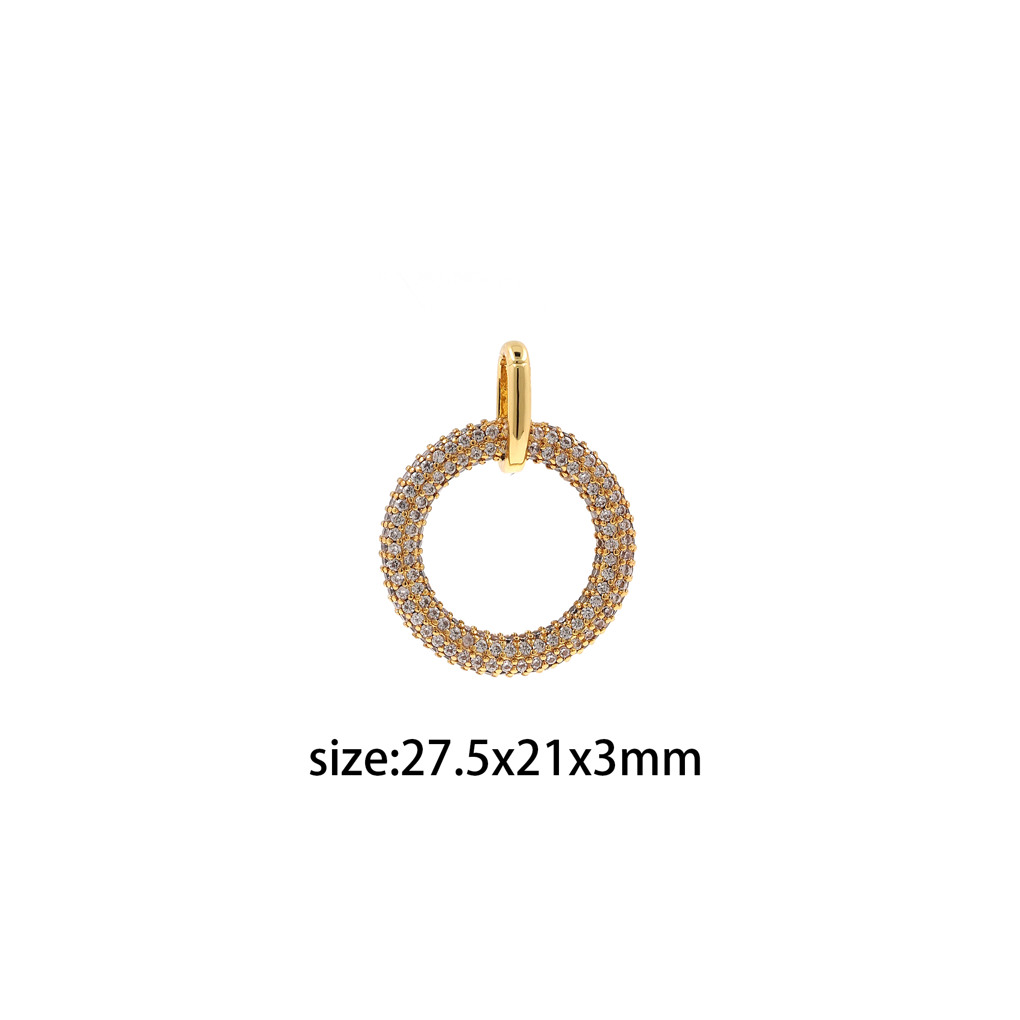18K Gold Filled Round Pendant,CZ Micro Pave Ring Charm Earrings Necklace for DIY Jewelry Making Supply