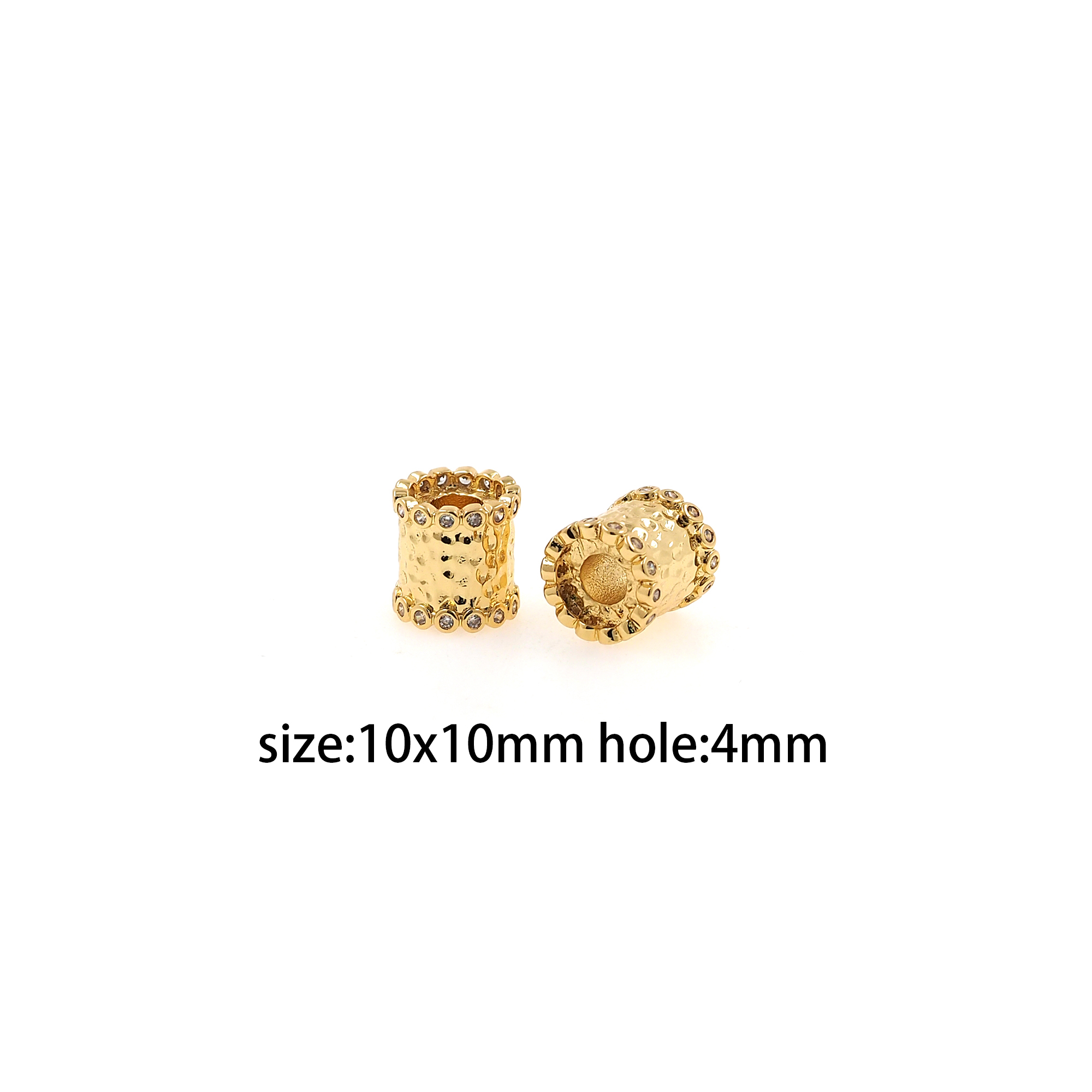 18K Gold Filled Cylinder Spacer Beads,CZ Micro Pave Barrel Beads for Bracelet Jewelry Necklace Making Supply