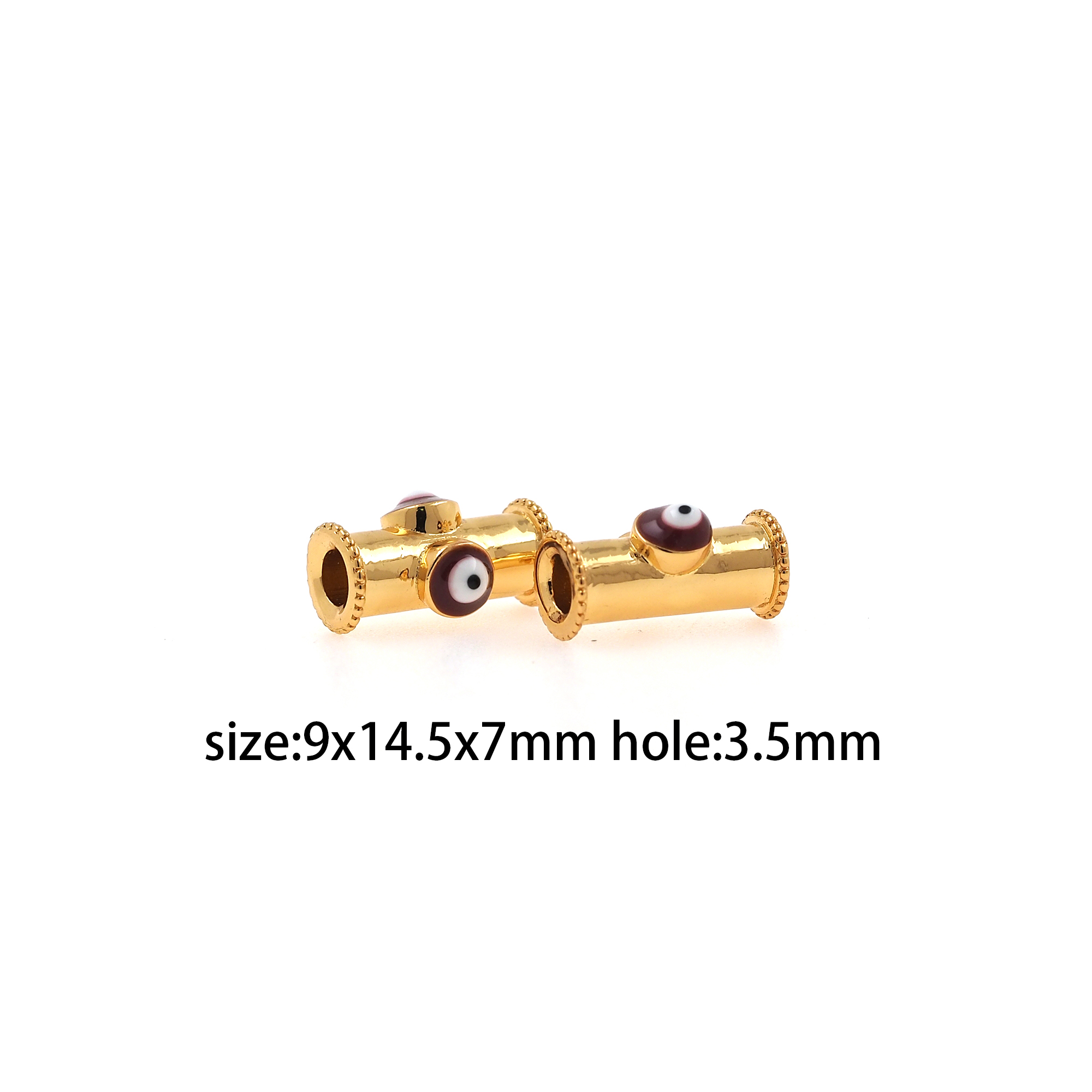18K Gold Filled Tube Spacer Beads,Evil Eye Bead,Enamel Eye Barrel Beads for Bracelet Jewelry Necklace Making Supply