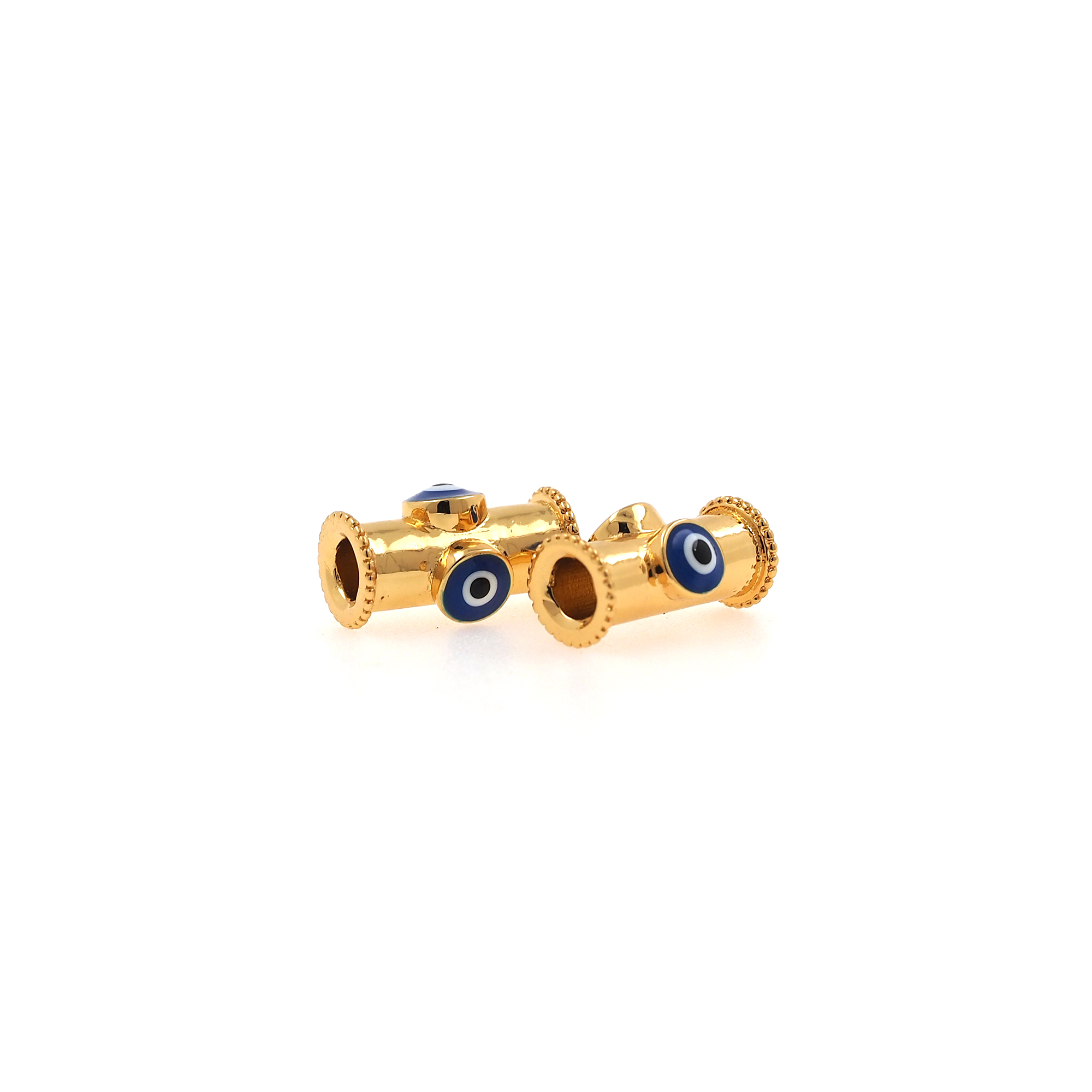 18K Gold Filled Tube Spacer Beads,Evil Eye Bead,Enamel Eye Barrel Beads for Bracelet Jewelry Necklace Making Supply