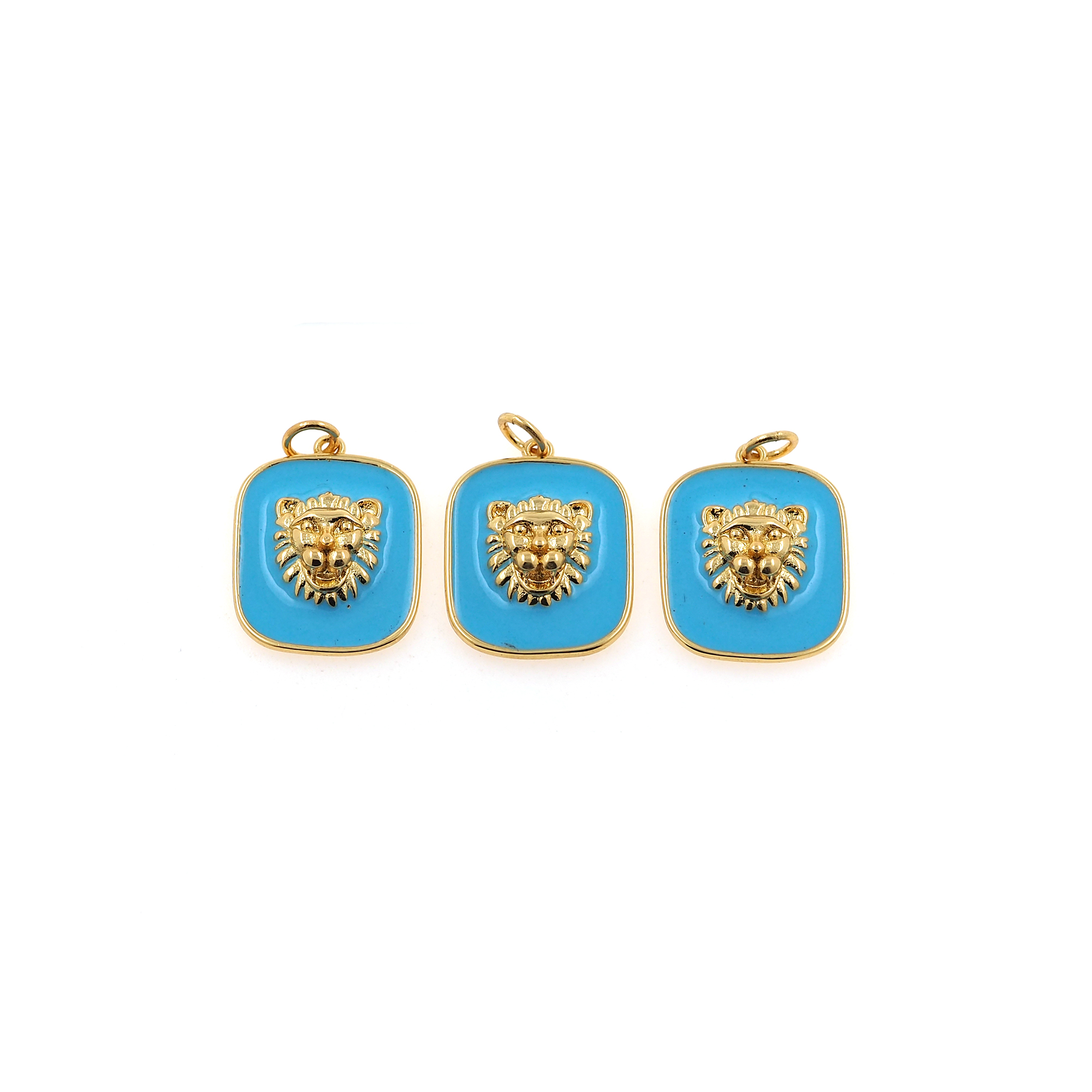 18K Gold Filled Lion Pendant,Enamel Animal Charm Earrings Necklace for DIY Jewelry Making Supply