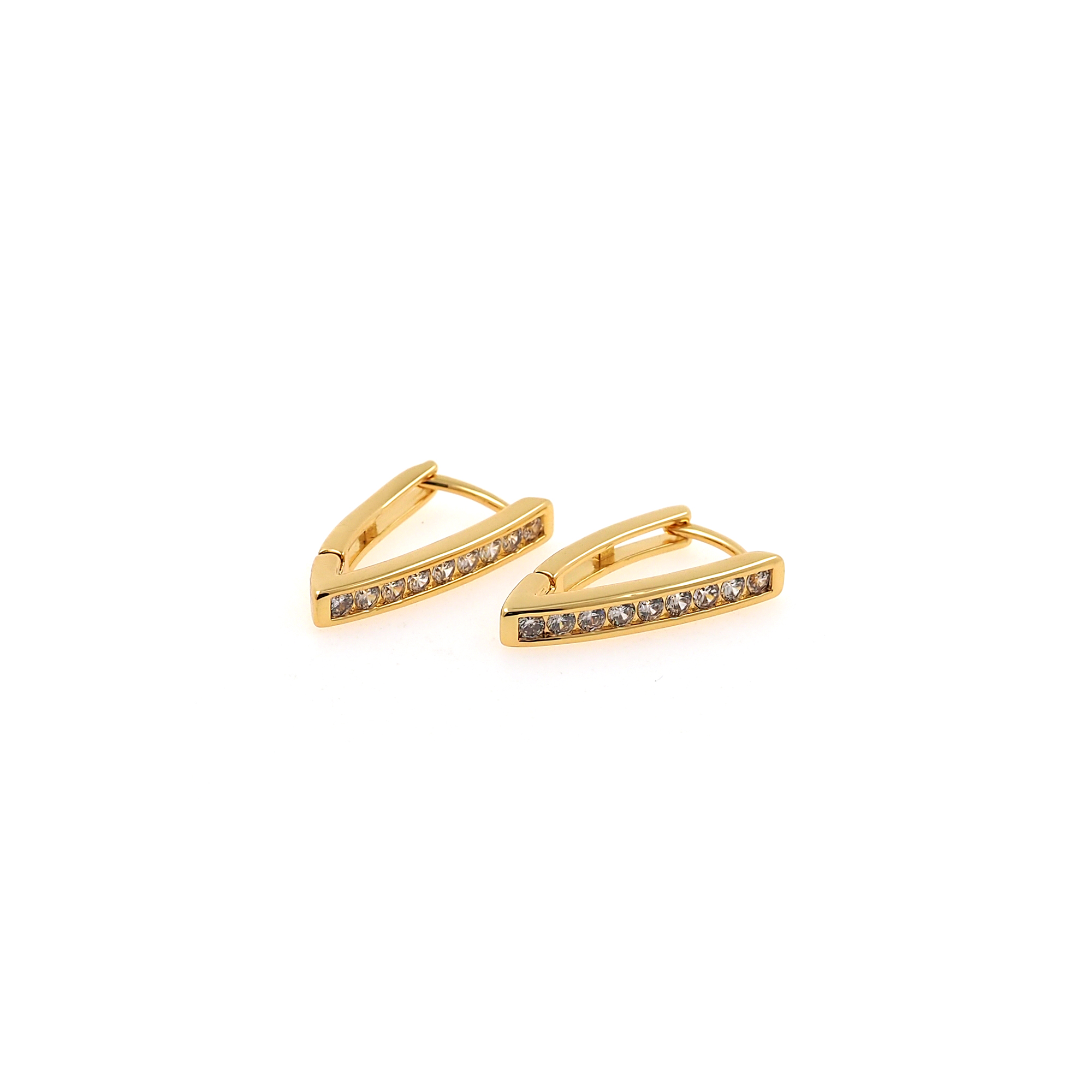 18K Gold Filled Triangle Earrings,CZ Hoops,Dainty Triangle Hoops,Minimalist Earrings,Gold Hoops