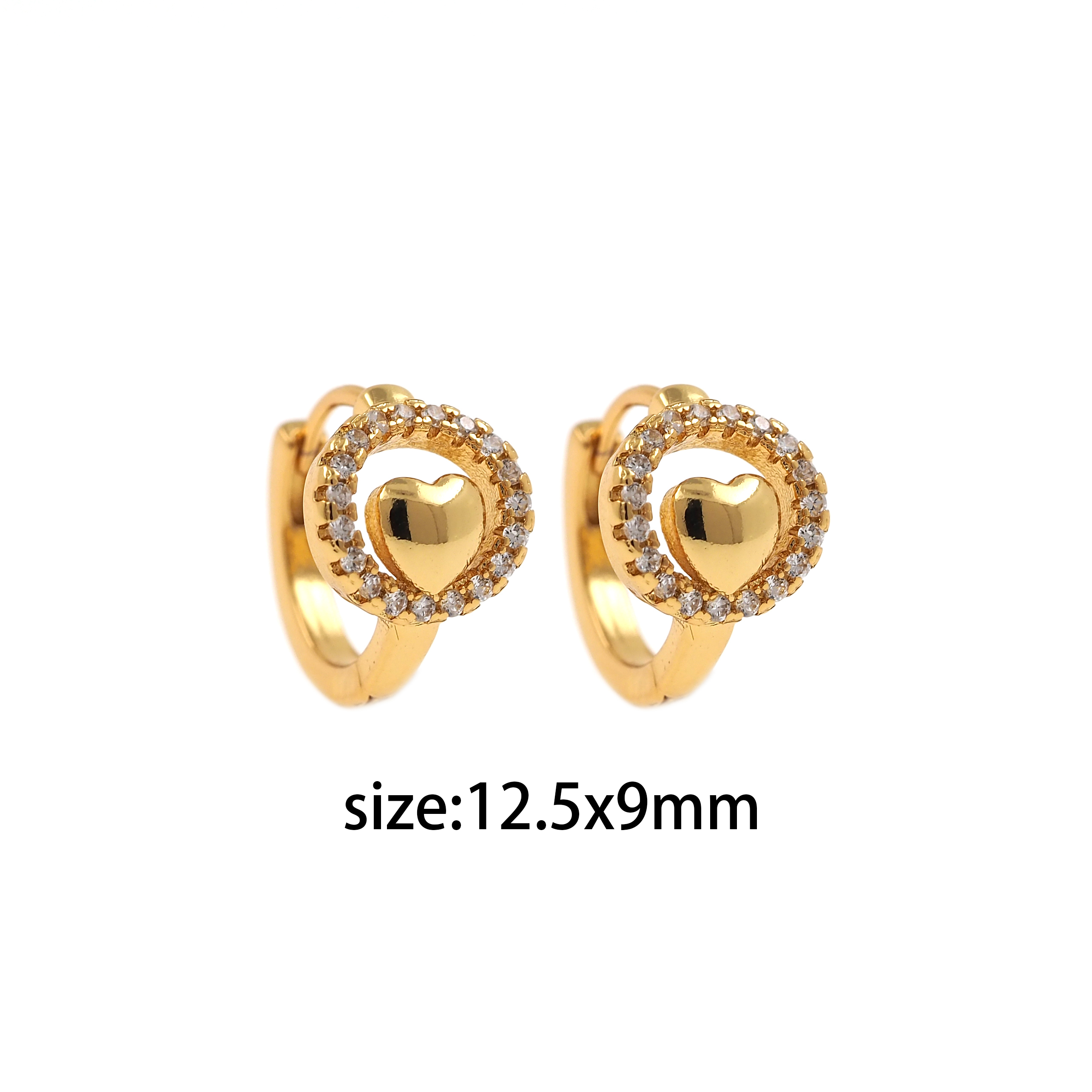 18K Gold Filled Heart Earrings,CZ Hoops,Dainty Heart Hoops,Minimalist Earrings,Gold Hoops