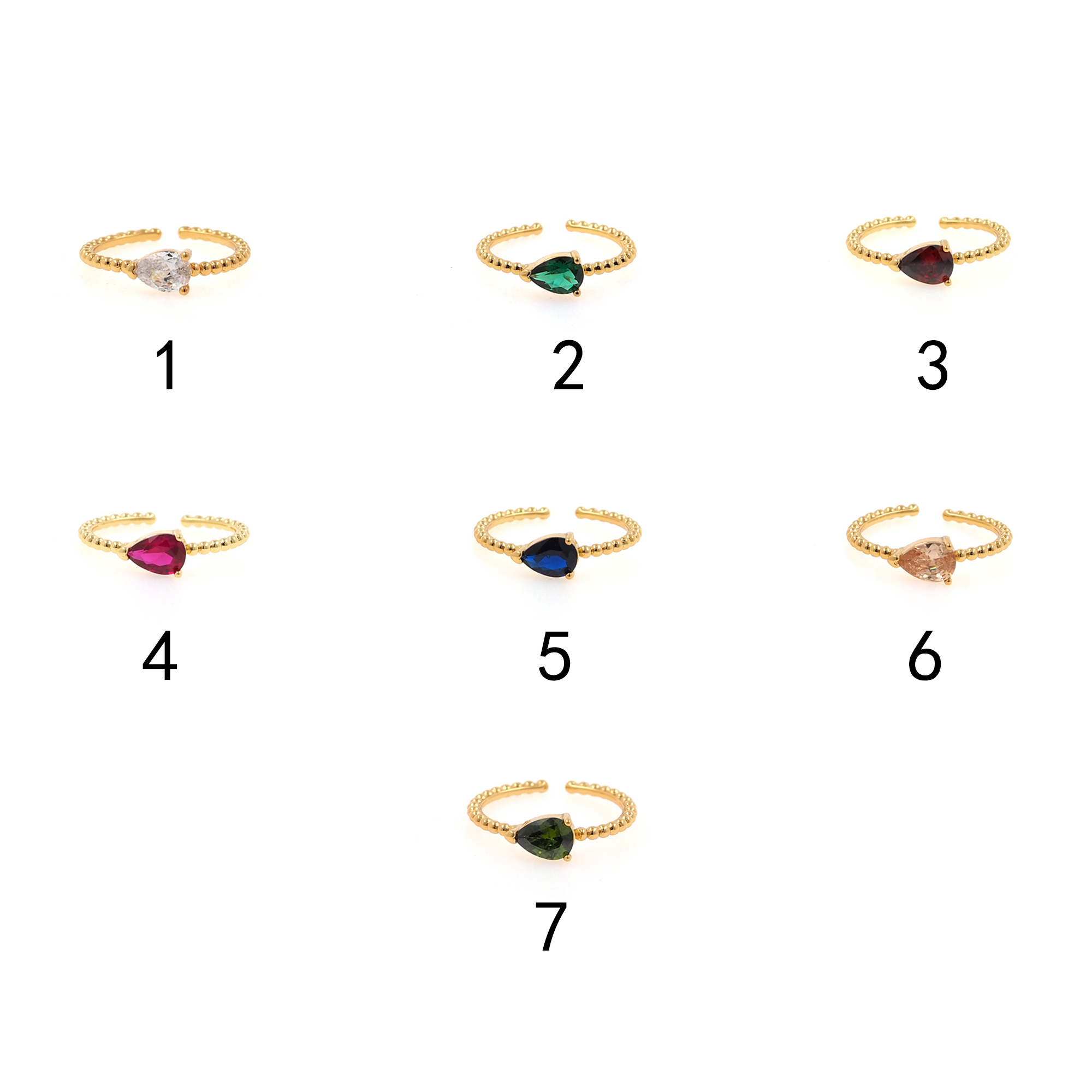 18K Gold Filled Thin Rings,Teardrop CZ Ring,Minimalist Ring,Dainty Zirconia Ring,Open Ring,Adjustable Ring