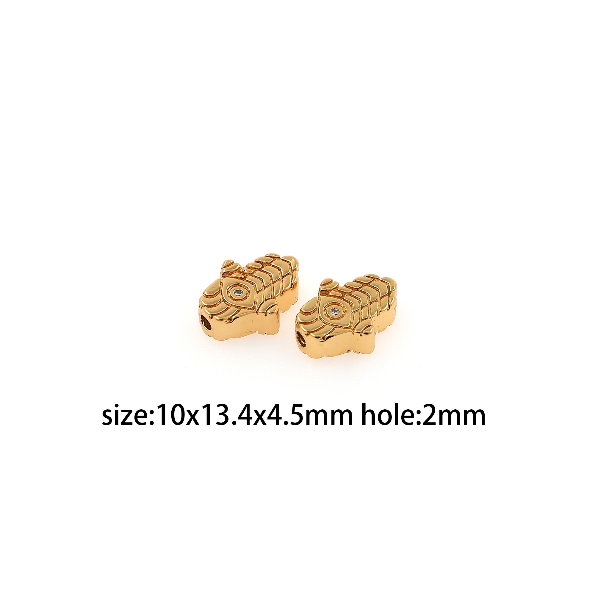 18K Gold Filled Hamsa Spacer Beads,CZ Micro Pave Hamsa Bead for Bracelet Jewelry Necklace Making Supply