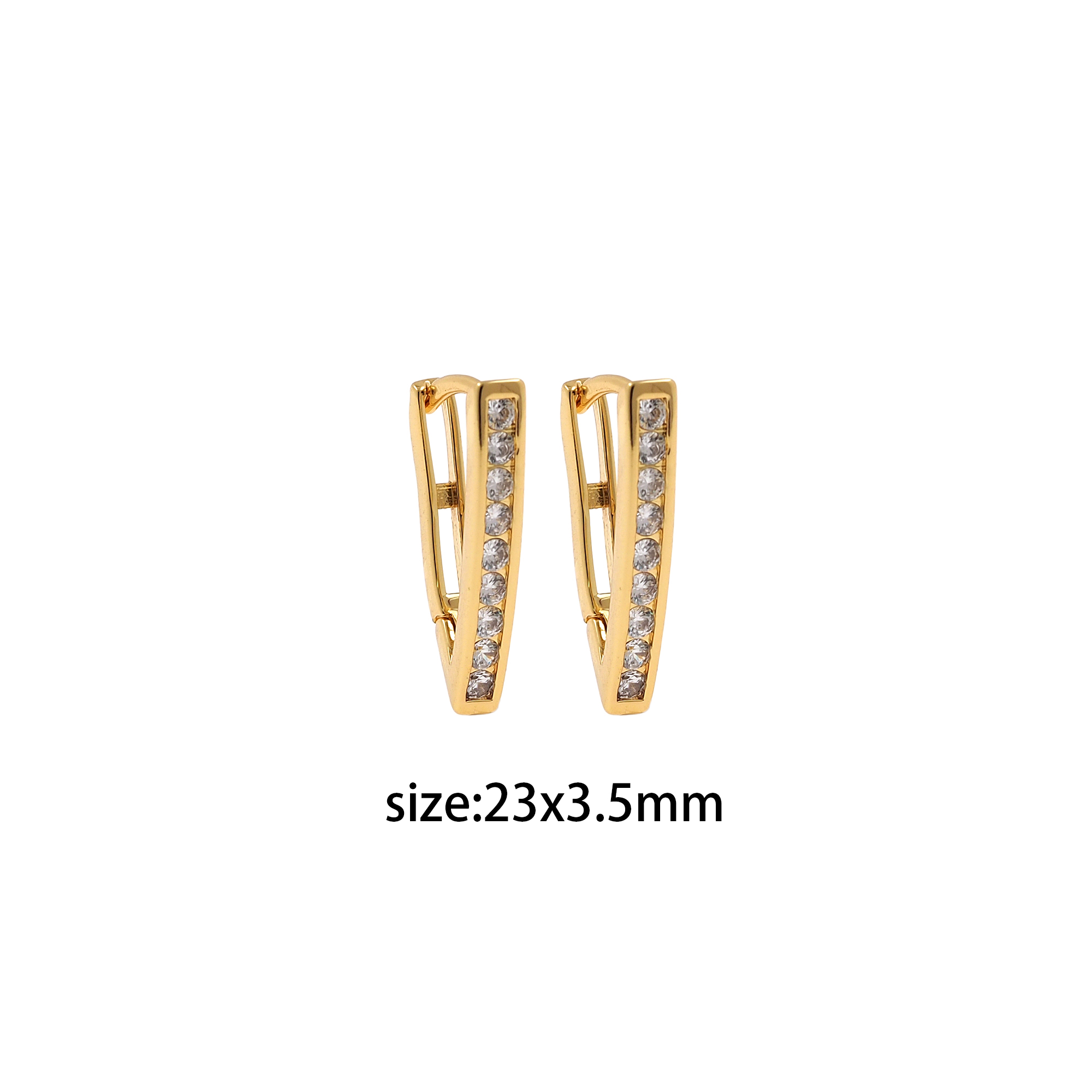 18K Gold Filled Triangle Earrings,CZ Hoops,Dainty Triangle Hoops,Minimalist Earrings,Gold Hoops