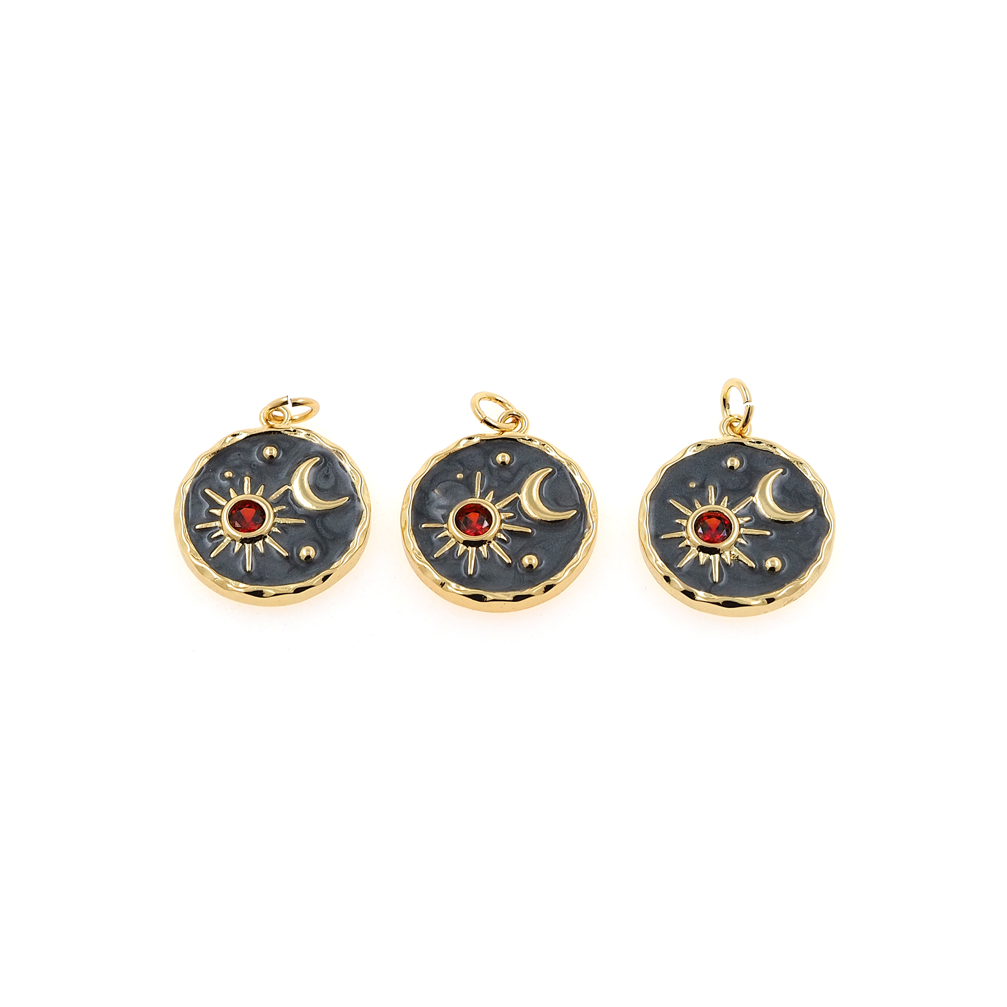 18K Gold Filled Sun Moon Pendant,Enamel Celestial Charm Earrings Necklace for DIY Jewelry Making Supply