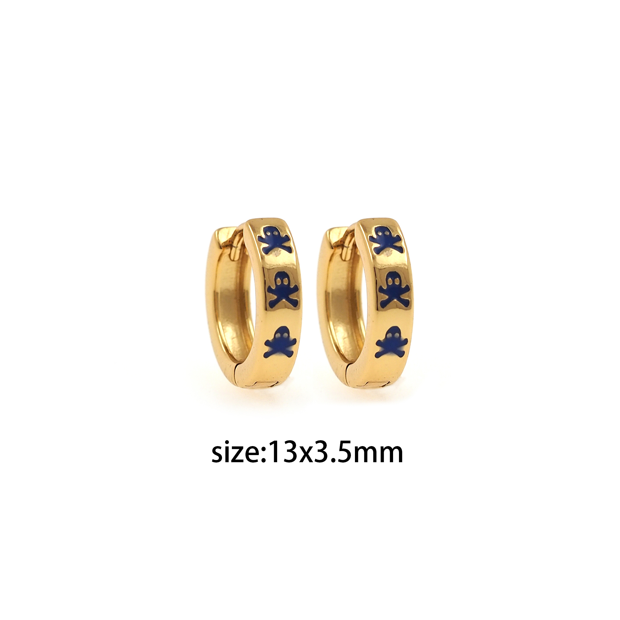 18K Gold Filled Skull Hoops,Colorful Enamel Earrings,Skull Enamel Earrings,Gold Hoop Earrings,Huggie Earrings